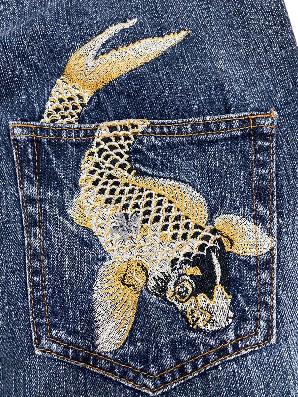 Japanese Brand Vintage Koi Pond Embroidery Denim Japan Size US 32 / EU 48 - 12 Thumbnail
