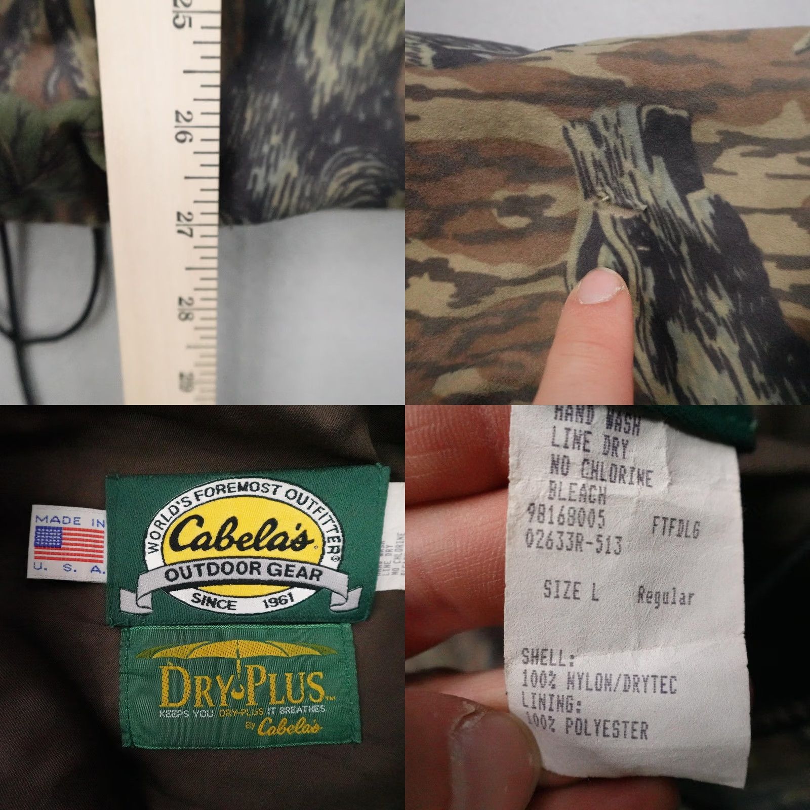 Vintage VINTAGE Cabelas Jacket Mens Large Brown Camo Dry Plus Mossy Oak Hunting Coat Size US L / EU 52-54 / 3 - 8 Thumbnail