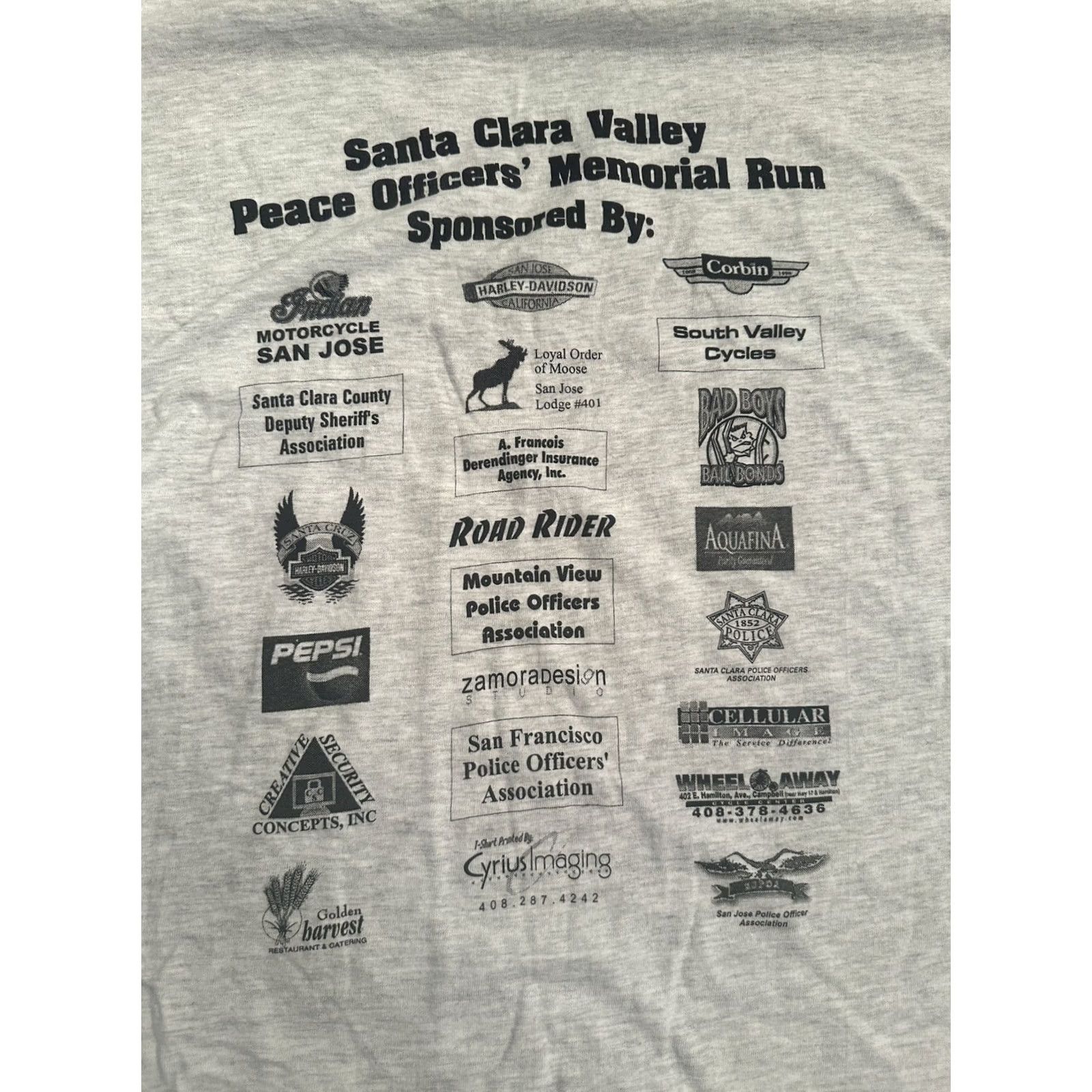 Hanes VINTAGE 2001 Peace Officers Memorial Motorcycle Run Santa Clara, CA T-Shirt 2XL Hanes Gray Shirt Mens Size US XXL / EU 58 / 5 - 5 Thumbnail