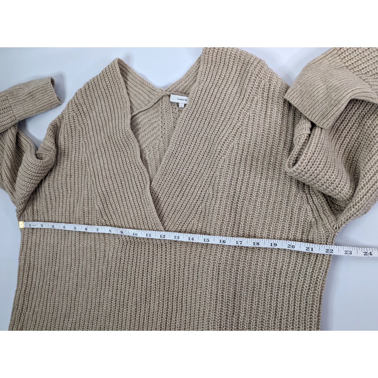 Vince Vince Wool-Blend V-Neck Tunic Long Sleeve Women Beige L Size Large Size L / US 10 / IT 46 - 6 Thumbnail