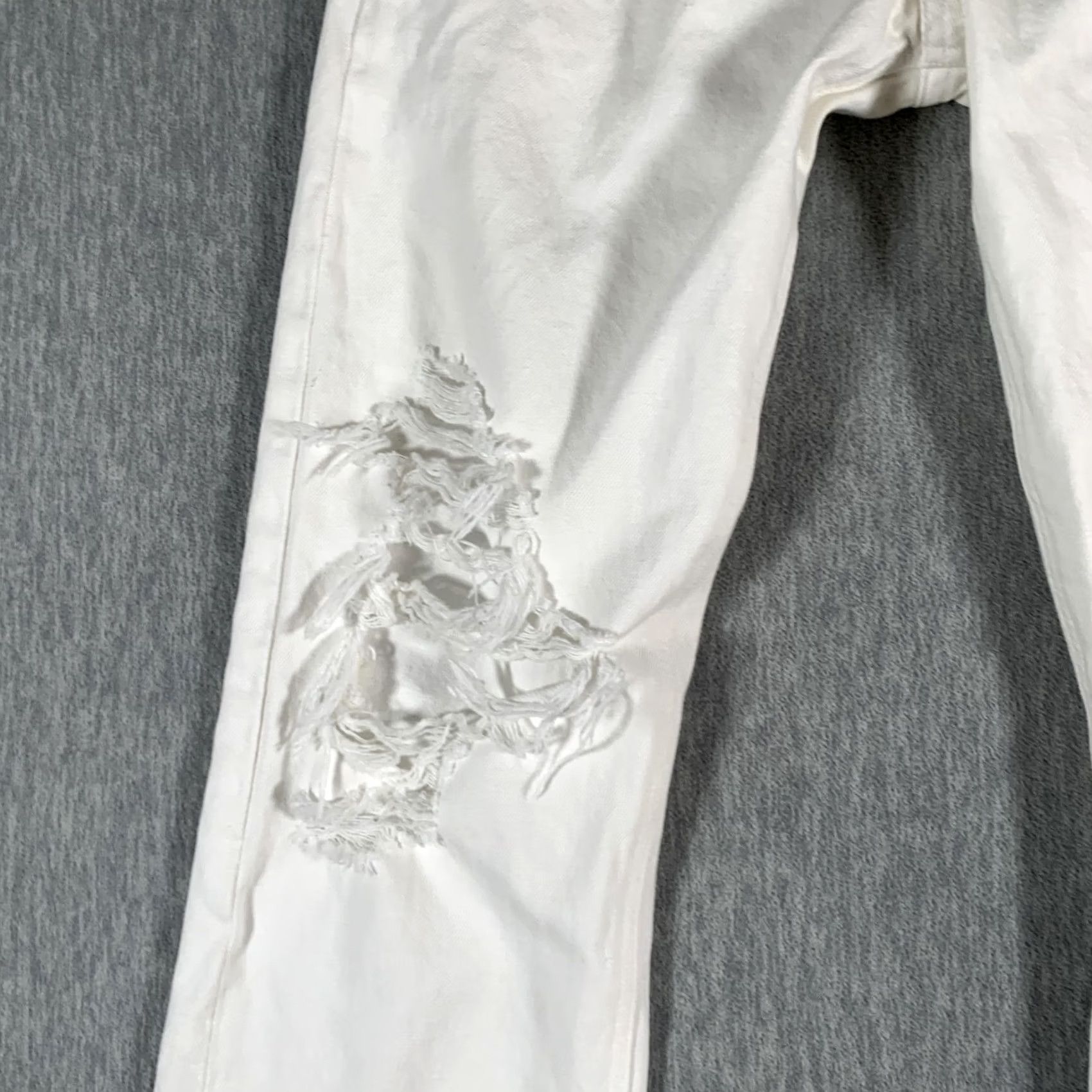 Agolde AGOLDE Jeans High Rise Straight Leg Distressed Button Fly White Denim 26 Womens Size 26" / US 2 / IT 38 - 5 Thumbnail