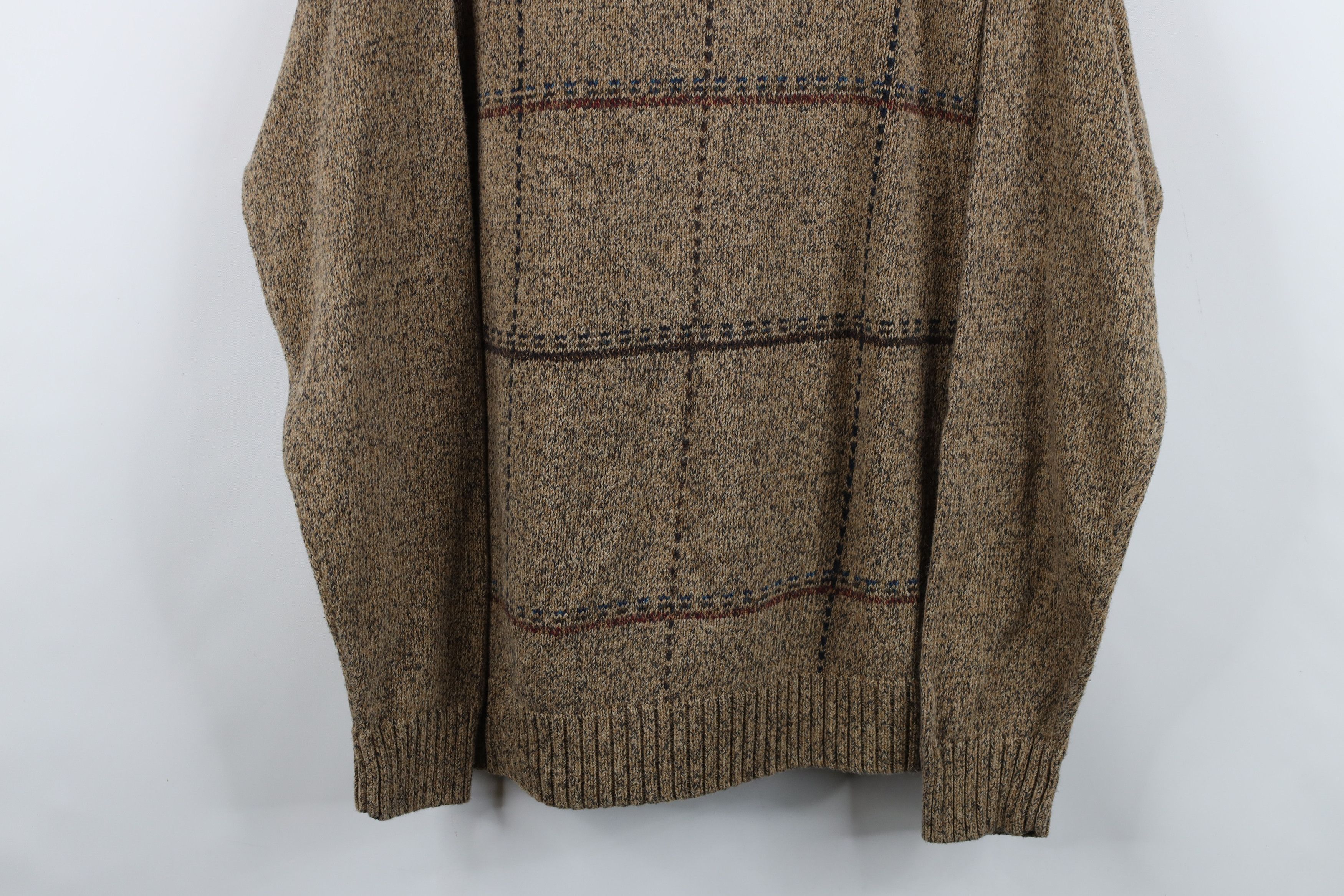 Vintage Vintage 90s Streetwear Checkered Plaid Knit Sweater Brown Size US XL / EU 56 / 4 - 3 Thumbnail