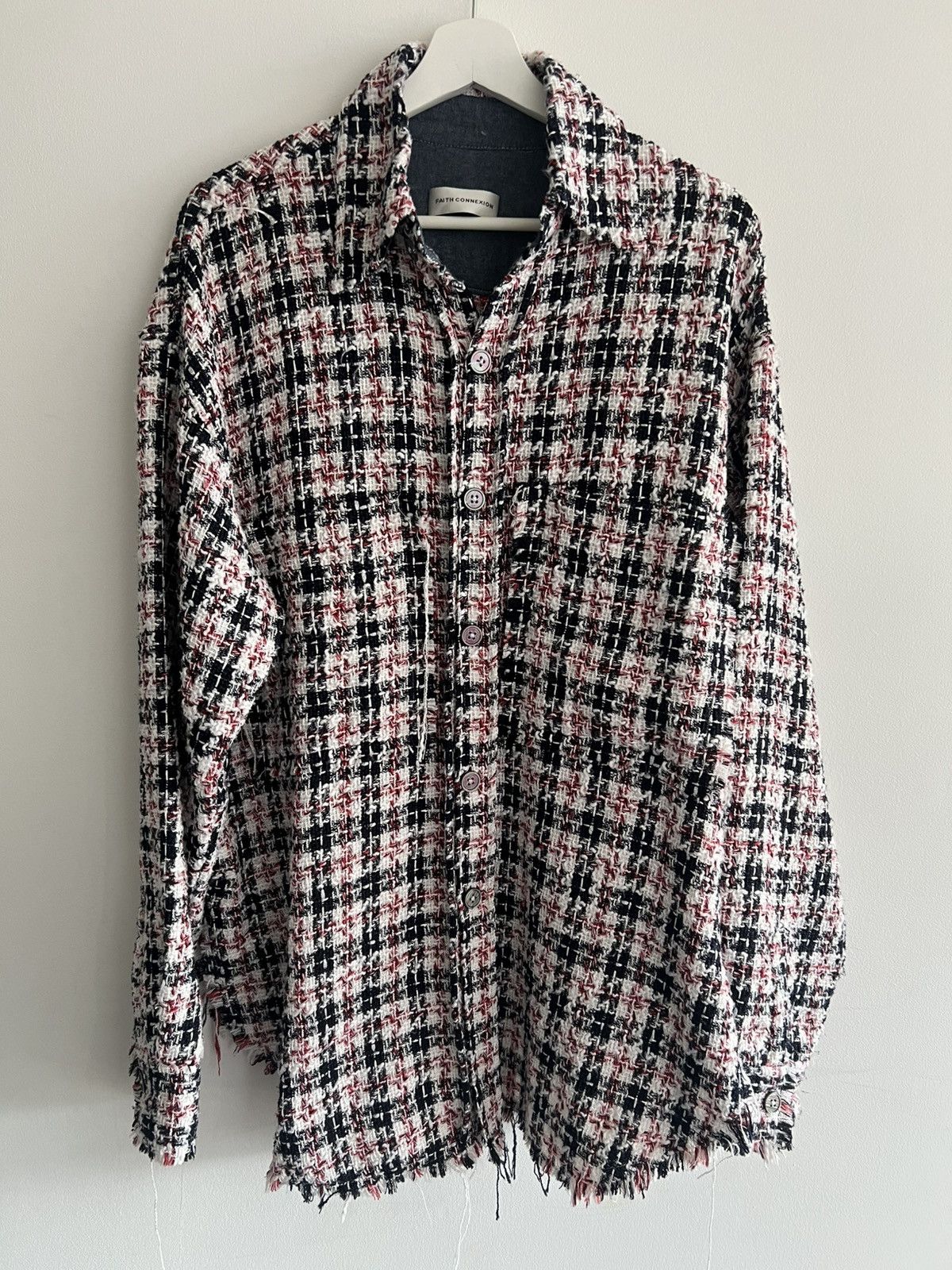 Faith Connexion S Faith Connexion Tweed Overshirt Raw Hem Oversized Shirt Size US S / EU 44-46 / 1 - 1 Thumbnail