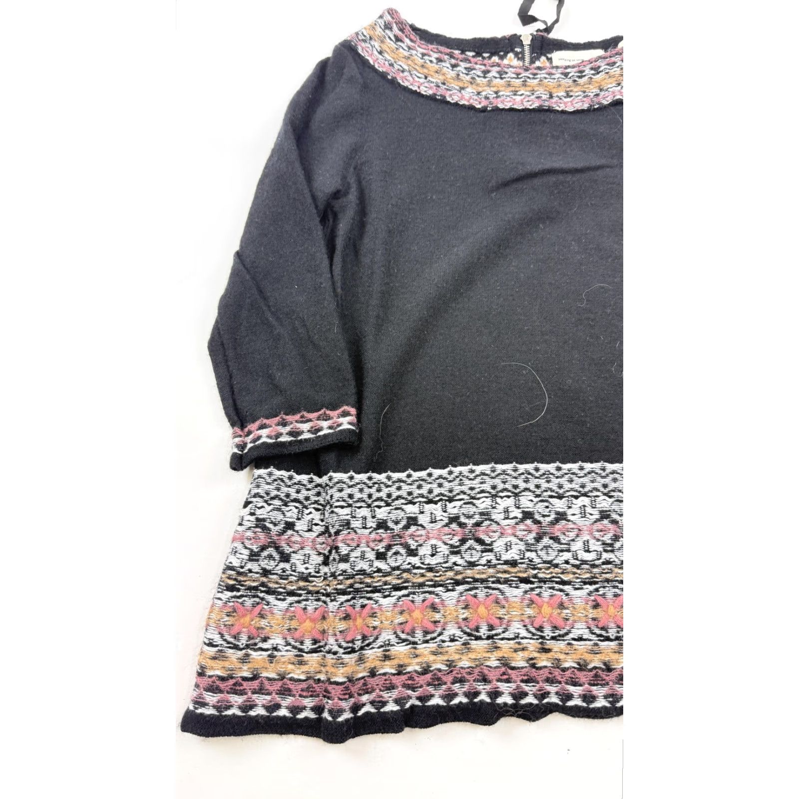 Anthropologie Anthropologie Sleeping On Snow Sweater Womens XS Black Fair Isle Pullover Size XS / US 0-2 / IT 36-38 - 2 Thumbnail