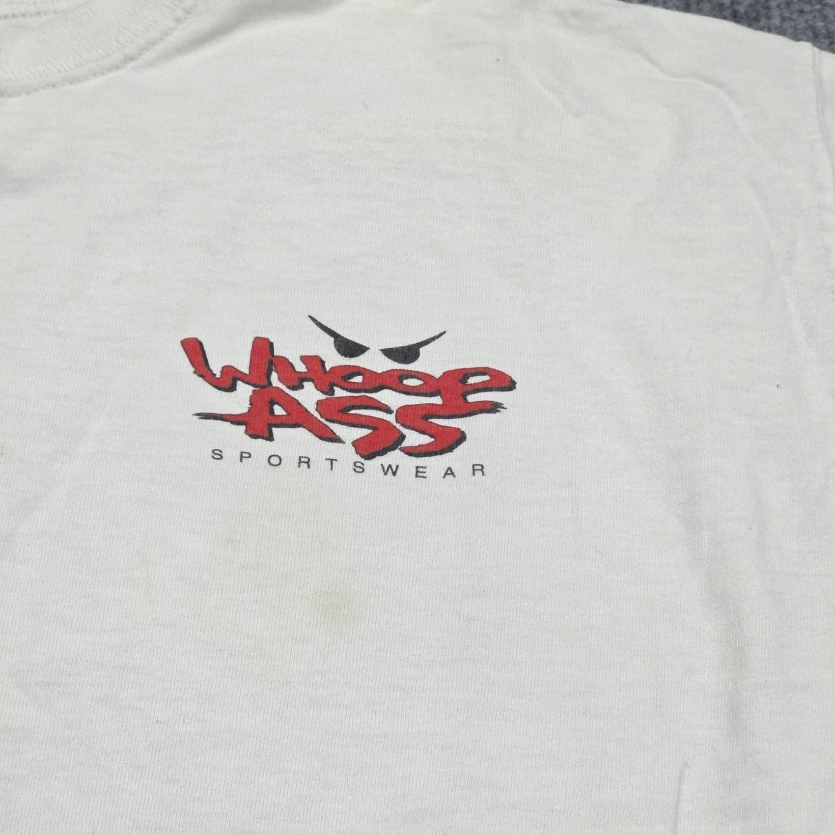 Vintage VINTAGE Whoop Ass Sportswear Shirt XL White Can of Whoop Ass stains Mens T-Shirt 90s Size US XL / EU 56 / 4 - 4 Thumbnail