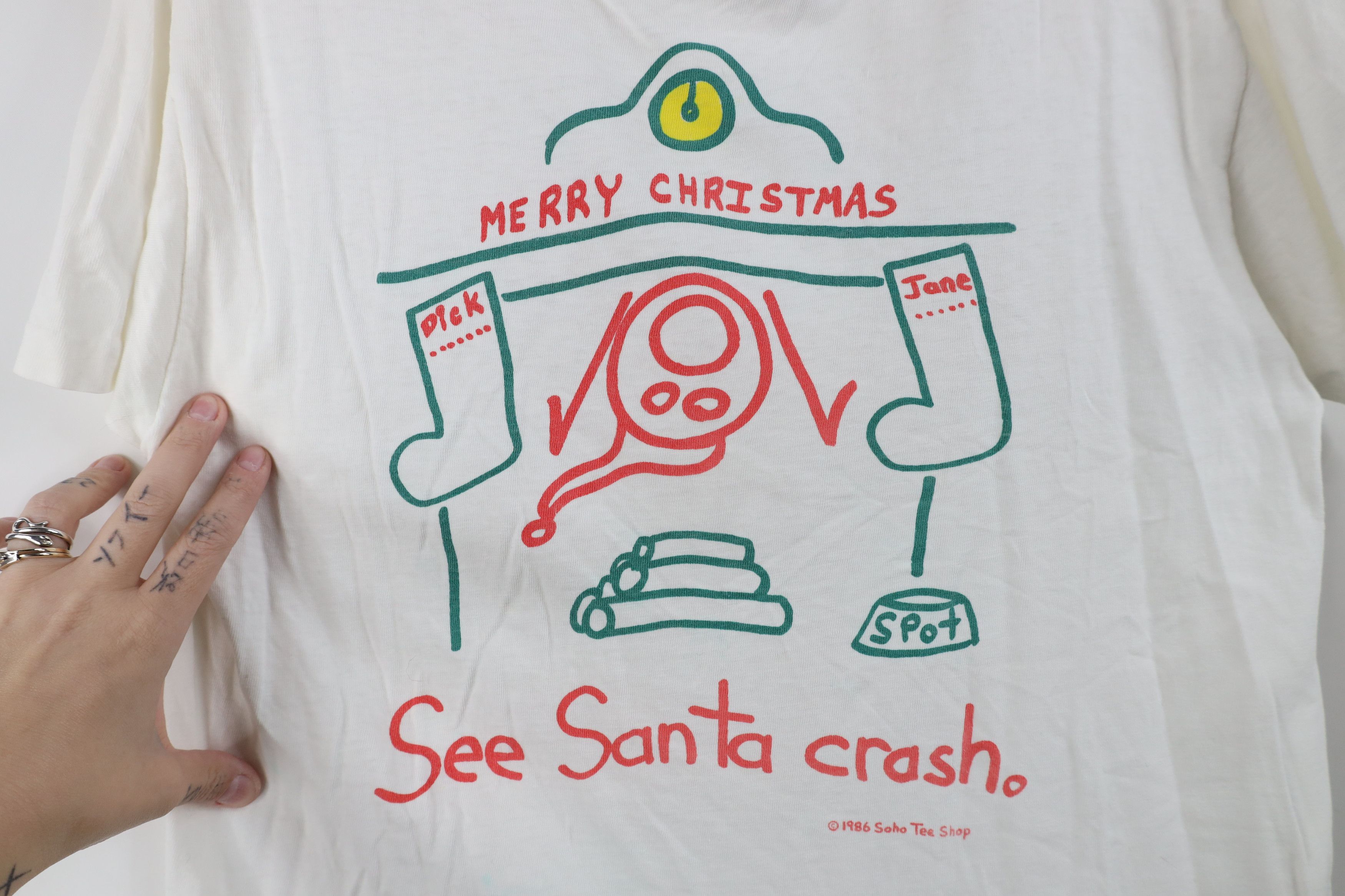 Vintage Vintage 80s Streetwear Christmas See Santa Crash T-Shirt USA Size L / US 10 / IT 46 - 4 Thumbnail