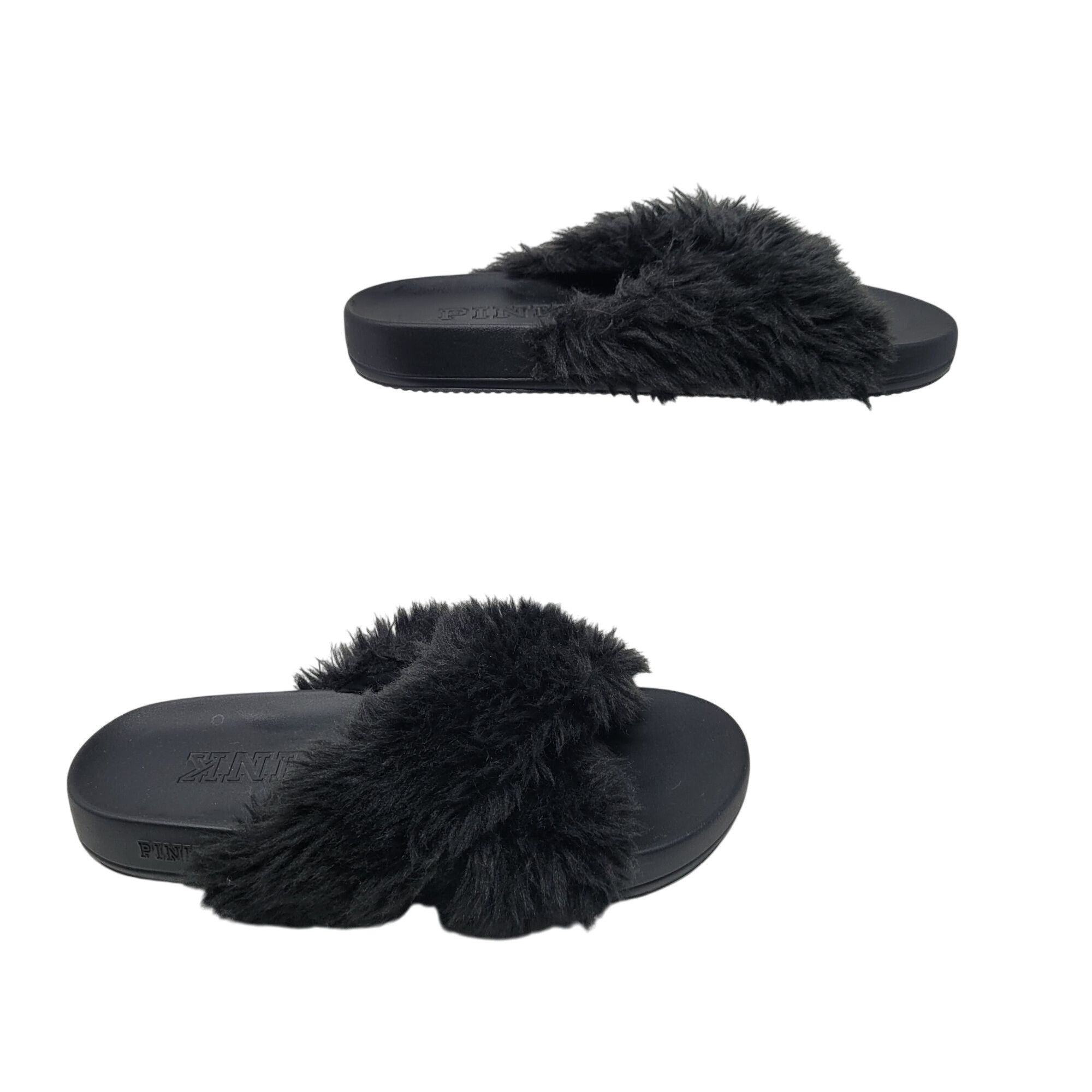 Victoria's Secret Victoria's Secret Pink Womens Faux Fur Slide Slippers Black Size US 6.5 / IT 36.5 - 7 Thumbnail