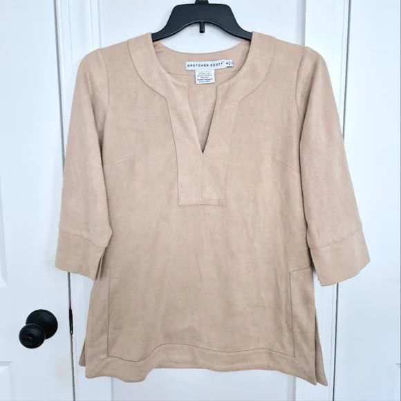 Gretchen Scott Tuffso Faux Suede 3/4 Sleeve Split V-Neck Tunic NWOT Size S / US 4 / IT 40 - 7 Thumbnail