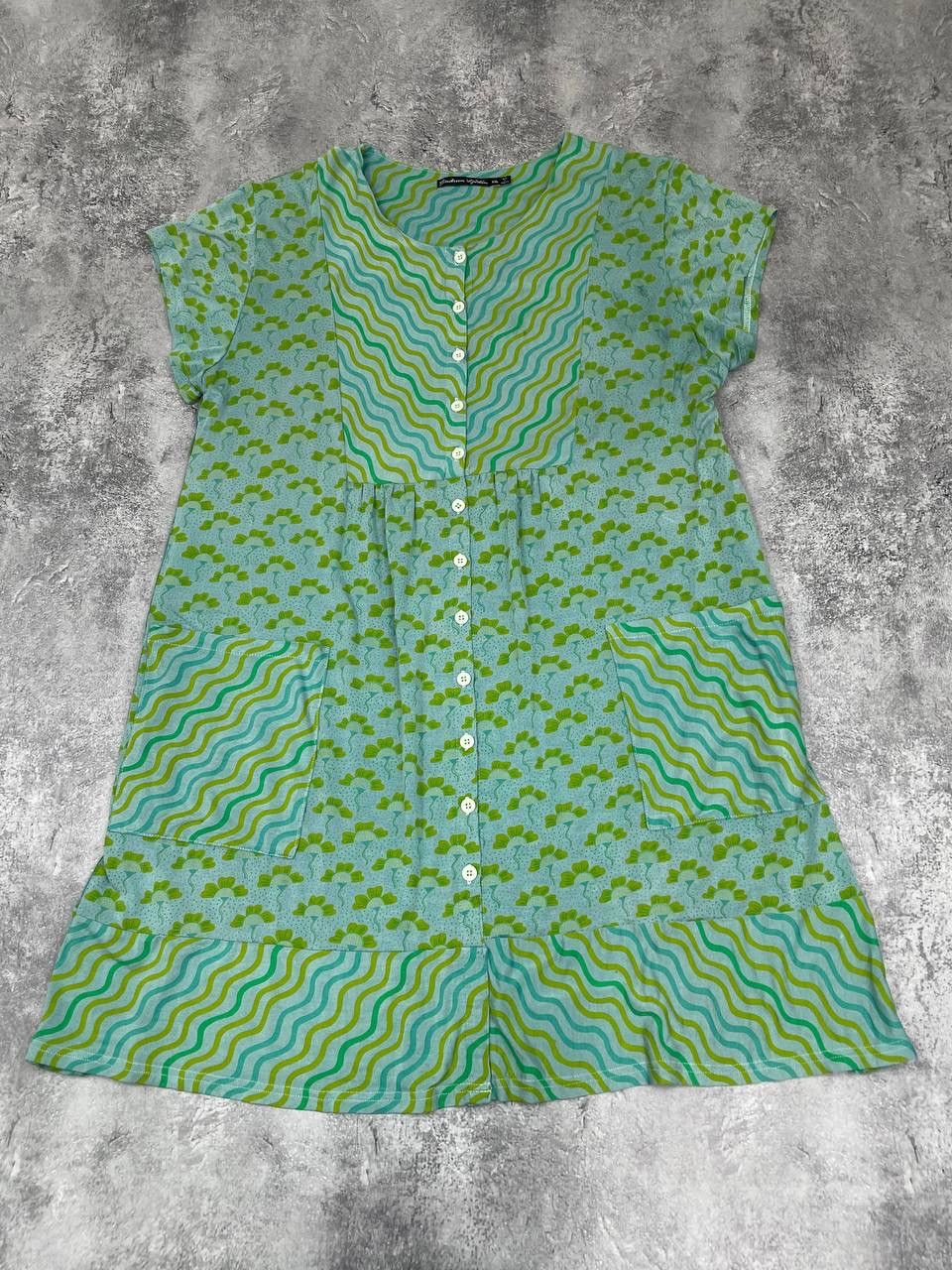 Gudrun Sjoden Gudrun Sjödén Women Dress Button Front Patterned Green Size XXL / US 16-18 / IT 52-54 - 1 Thumbnail