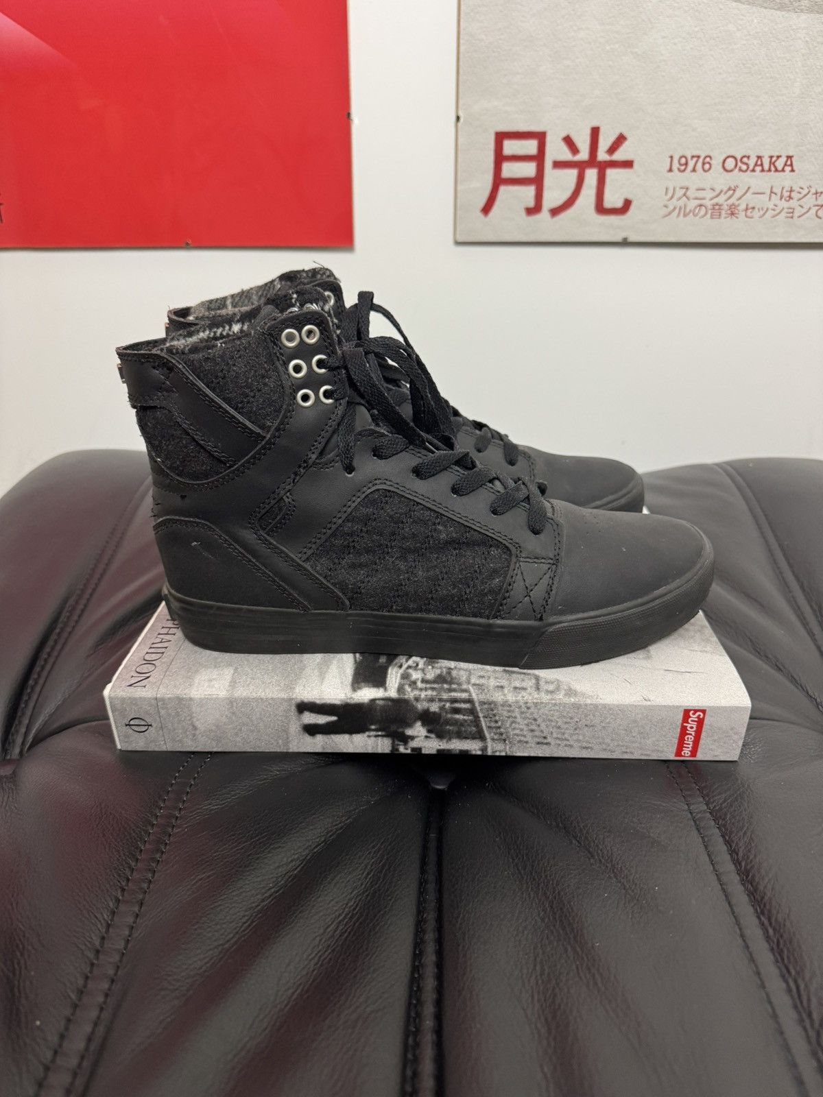 Supra Muska 001 Vintage Y2k High Skate Shoes Black Plaid