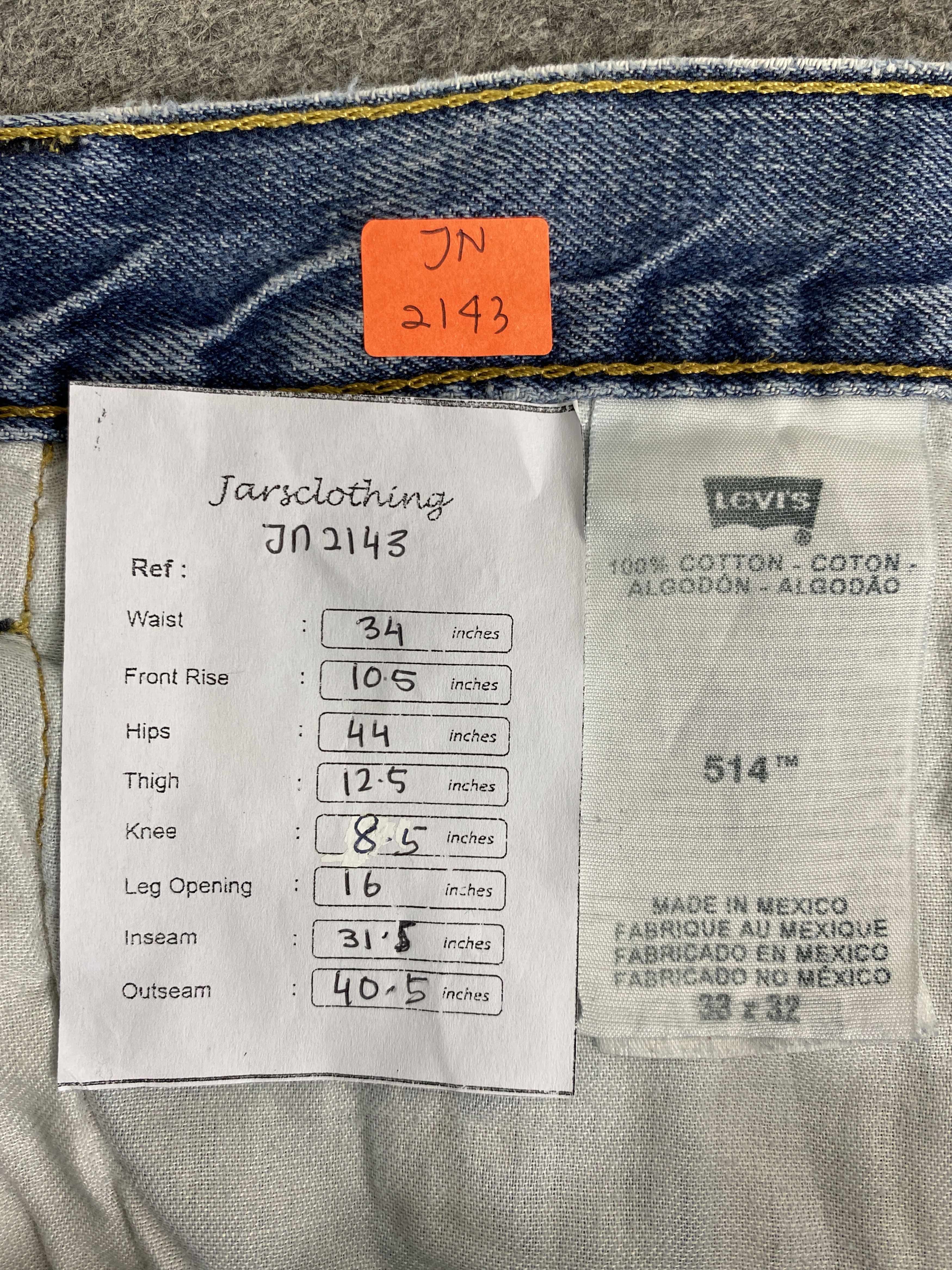 Levi's Blue Wash Vintage Levi's 514 Jeans 34x31.5 Denim JN2143 Size US 34 / EU 50 - 8 Thumbnail