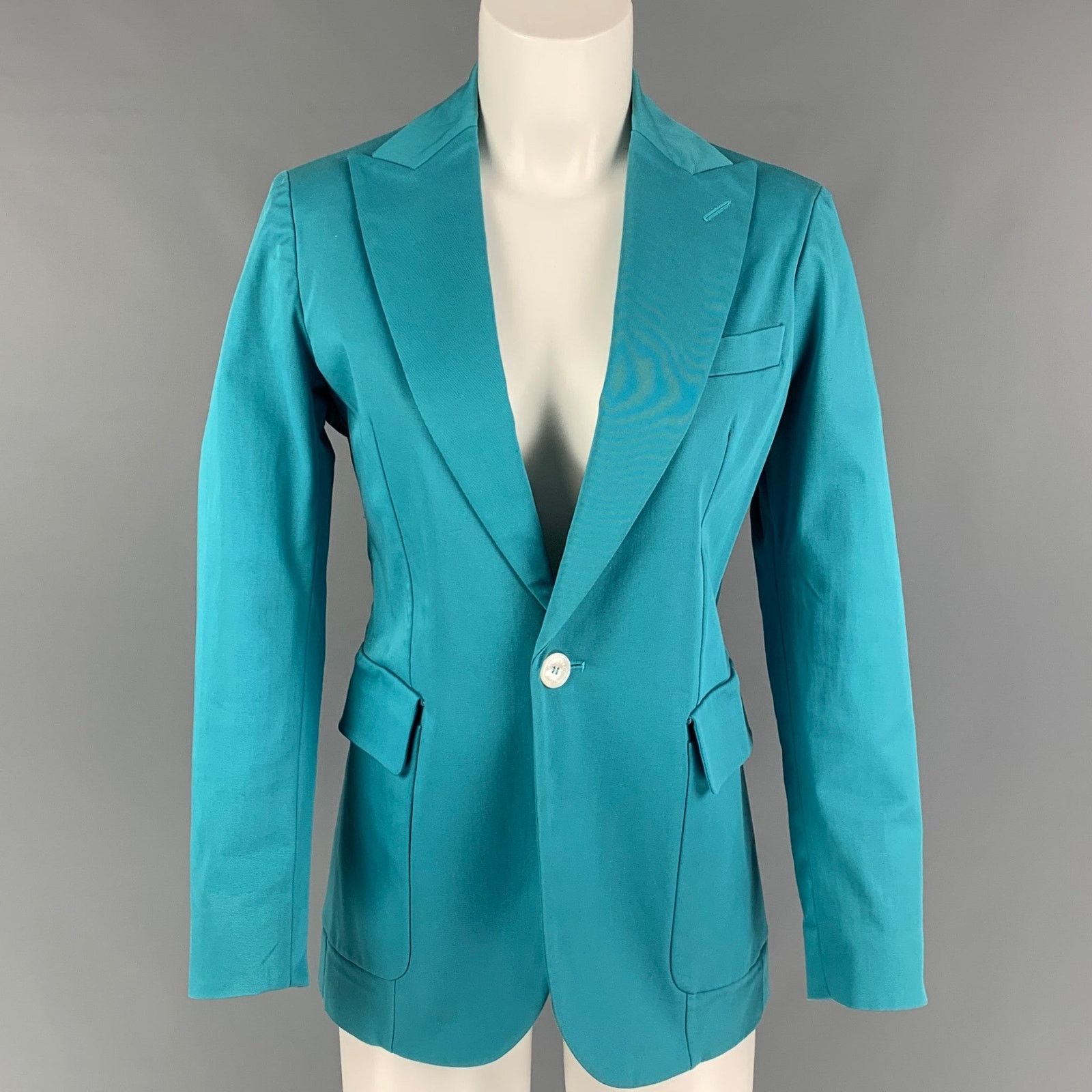 Dsquared2 DSQUARED2 Size 8 Teal Cotton Jacket Blazer Size M / US 6-8 / IT 42-44 - 1 Thumbnail