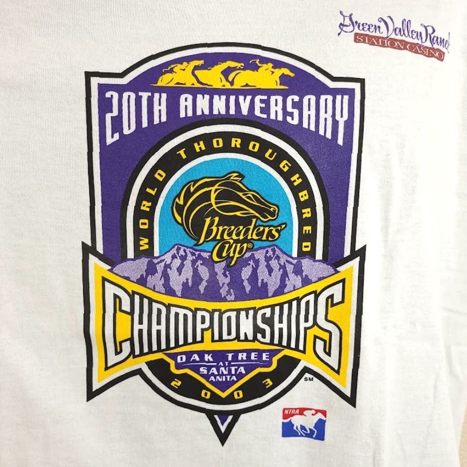 Fruit Of The Loom VINTAGE World Thoroughbred Breeders Cup T Shirt Mens XL White Cotton Y2K Championships Horse Racing Derby 2000s Mens Size US XL / EU 56 / 4 - 3 Thumbnail