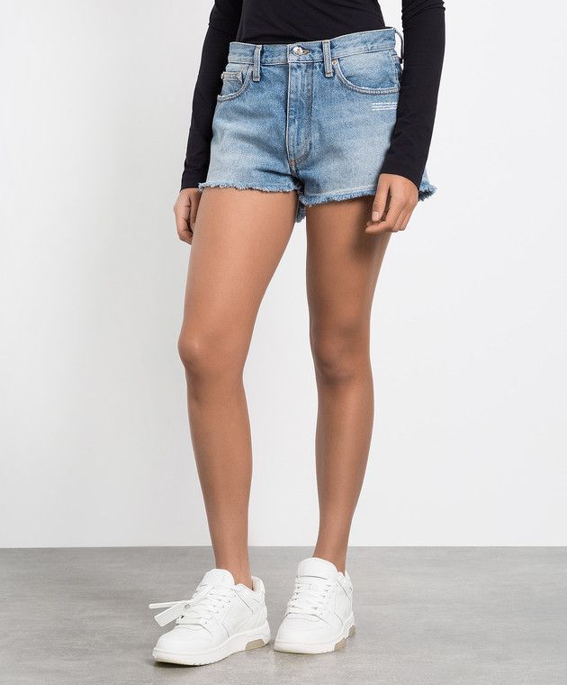Off-White o1y1225 Denim Short in Blue Size 28" / US 6 / IT 42 - 2 Thumbnail