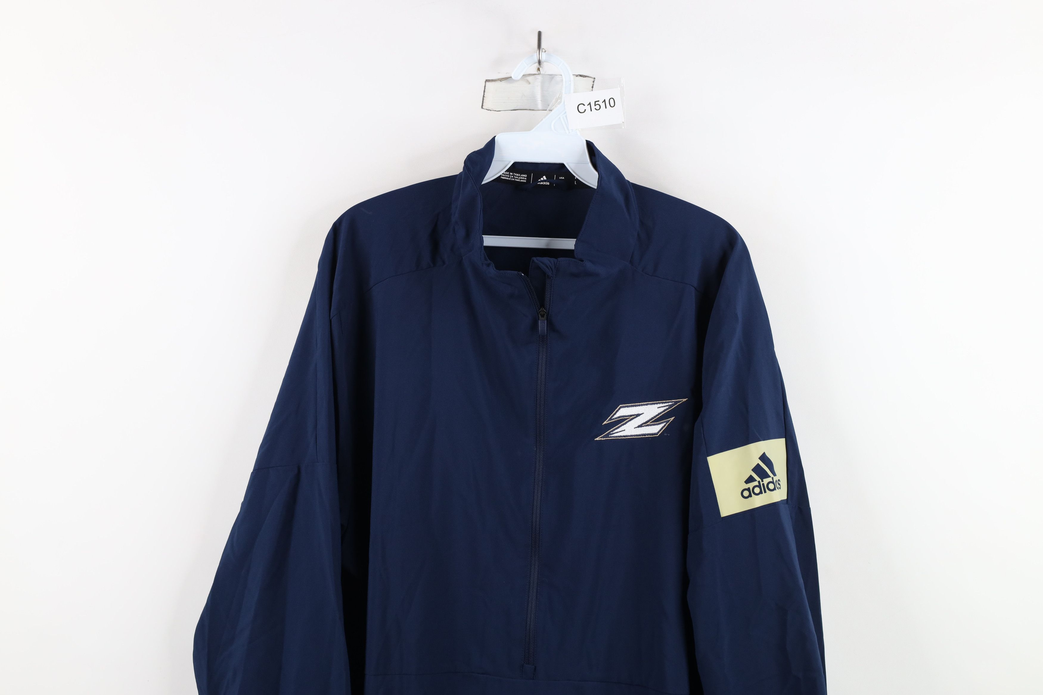 Adidas × Vintage Adidas University of Akron Baseball Half Zip Jacket Blue Size US L / EU 52-54 / 3 - 2 Thumbnail