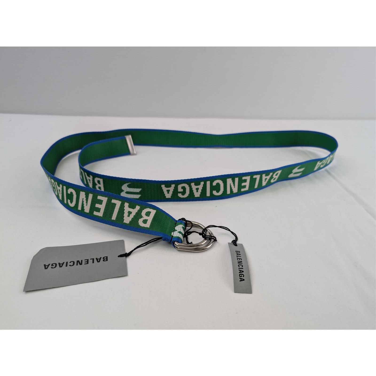 Balenciaga o1rshd1 Q:3 / Size: OS / D Ring Belt 35 in Green/Navy/Grey Size ONE SIZE - 6 Thumbnail