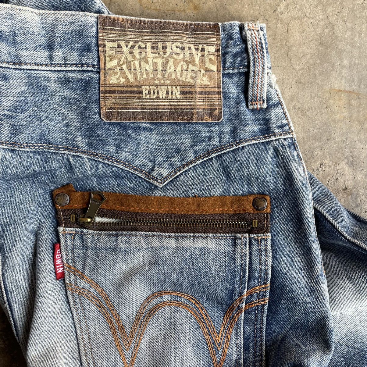 Edwin 🔥Vintage Edwin EXS413 Stoned Washed Ripped Distress Jeans Size US 34 / EU 50 - 12 Thumbnail