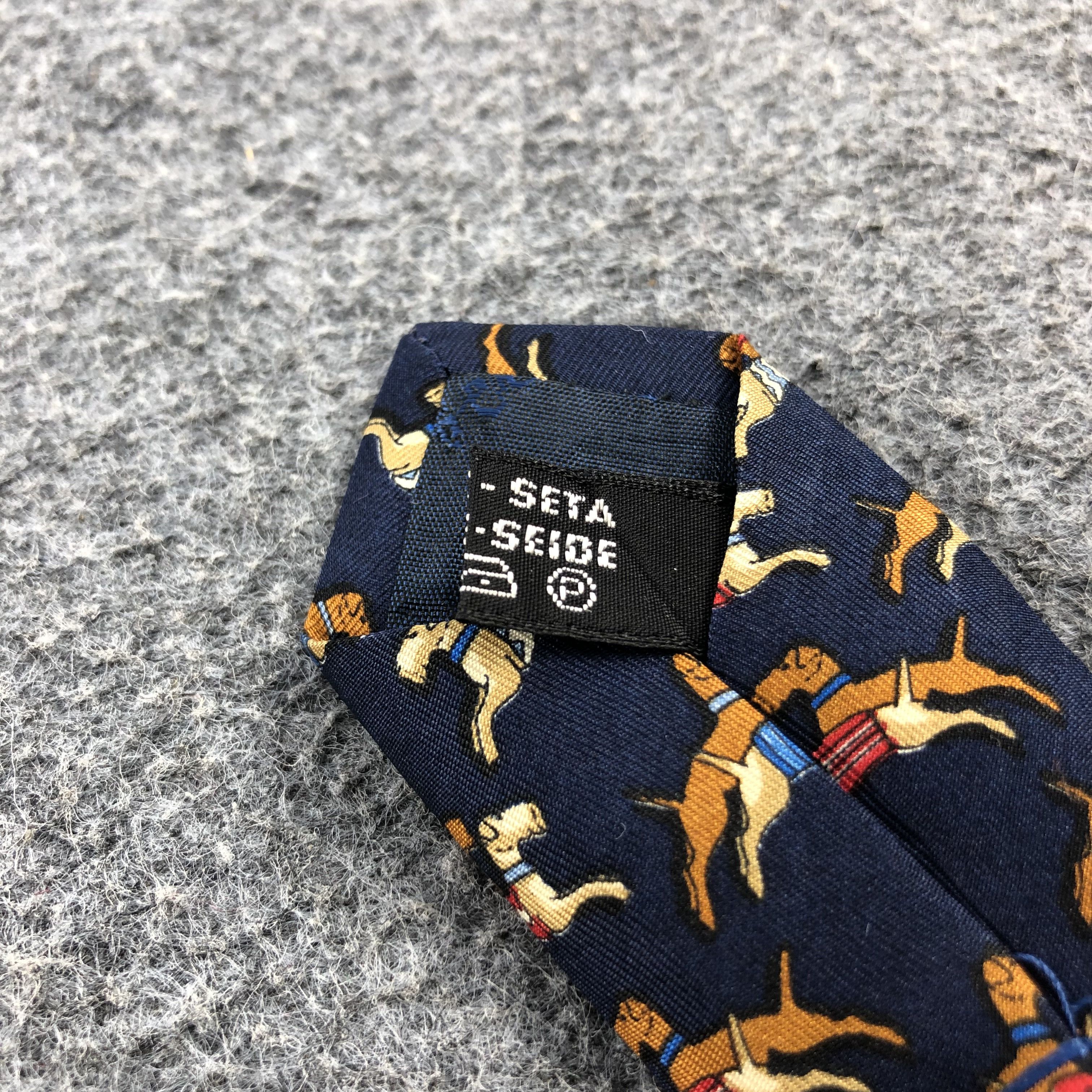 Salvatore Ferragamo × Vintage Salvatore Ferragamo Doggies Design Silk Neck Ties T40 Size ONE SIZE - 6 Thumbnail