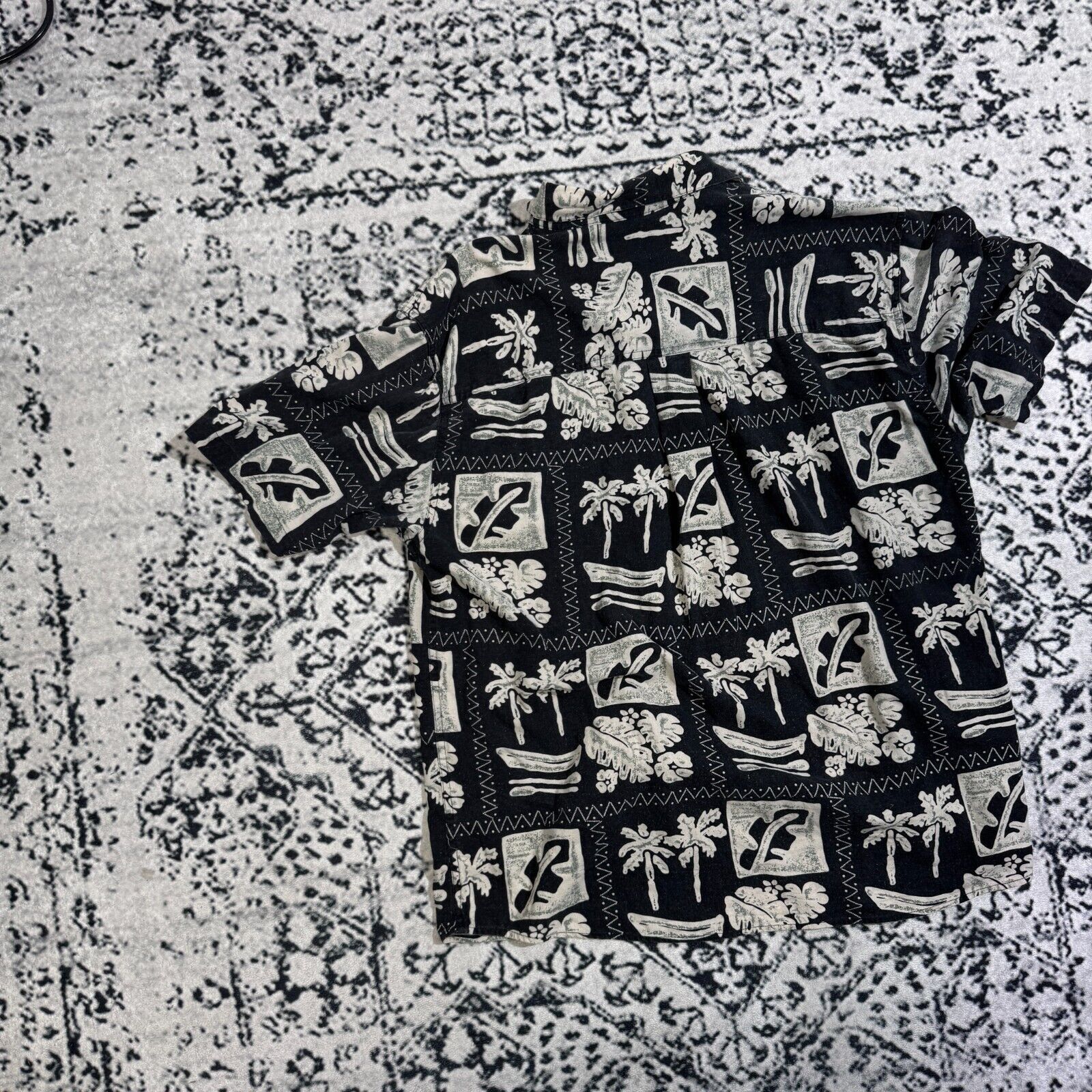 Vintage Vintage Black White Cotton Silk Shirt Size L 90s Hawaii Y2K Size US L / EU 52-54 / 3 - 11 Thumbnail
