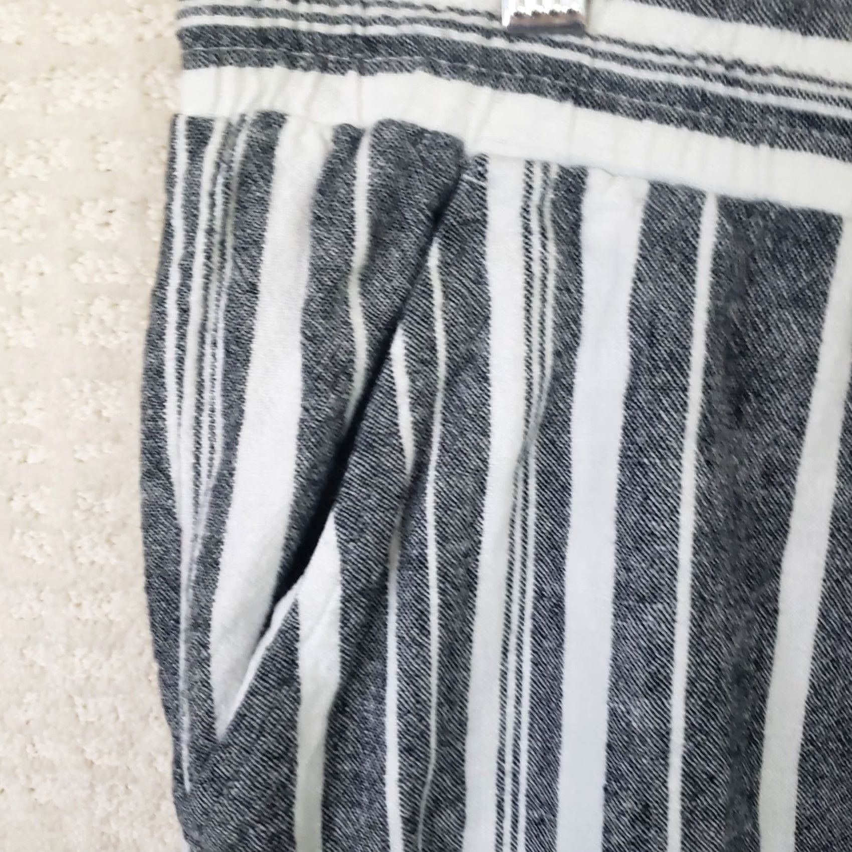 Ellen Tracy VINTAGE Ellen Tracy Womens Plus 1X Palazzo Pant Stripe Linen Blend Drawstring Wide Leg Size 40" / US 18 - 6 Thumbnail