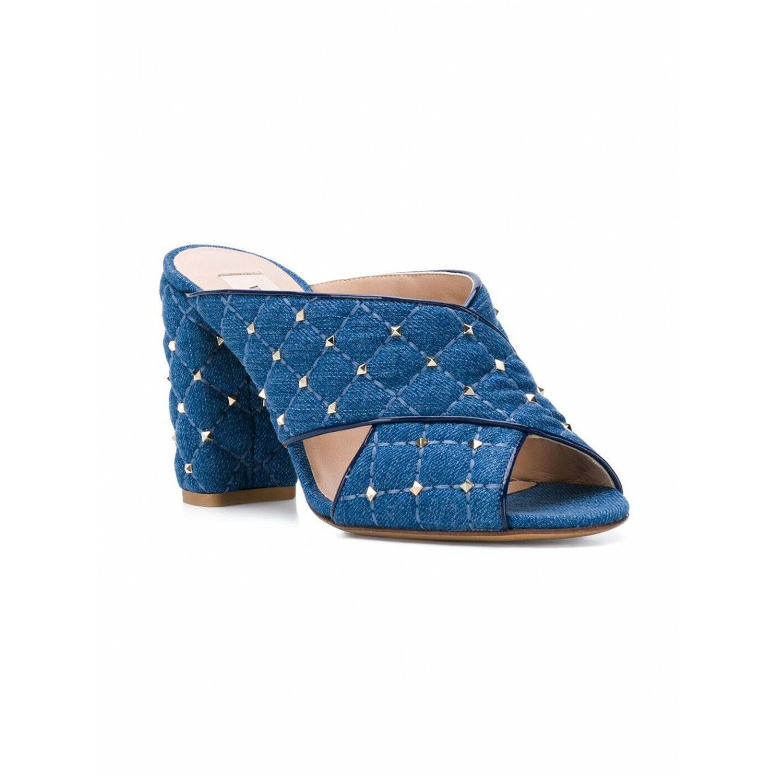 Valentino Valentino Rockstud Spike Denim Blue Mule Stud Backless Size US 6.5 / IT 36.5 - 5 Thumbnail