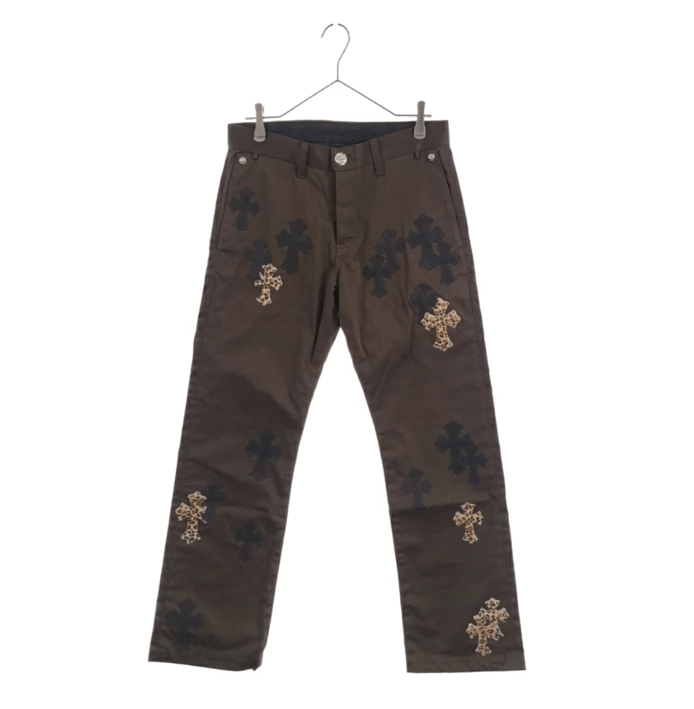 image of Chrome Hearts Cross Patch Chinos in Brown, Men's (Size 31)