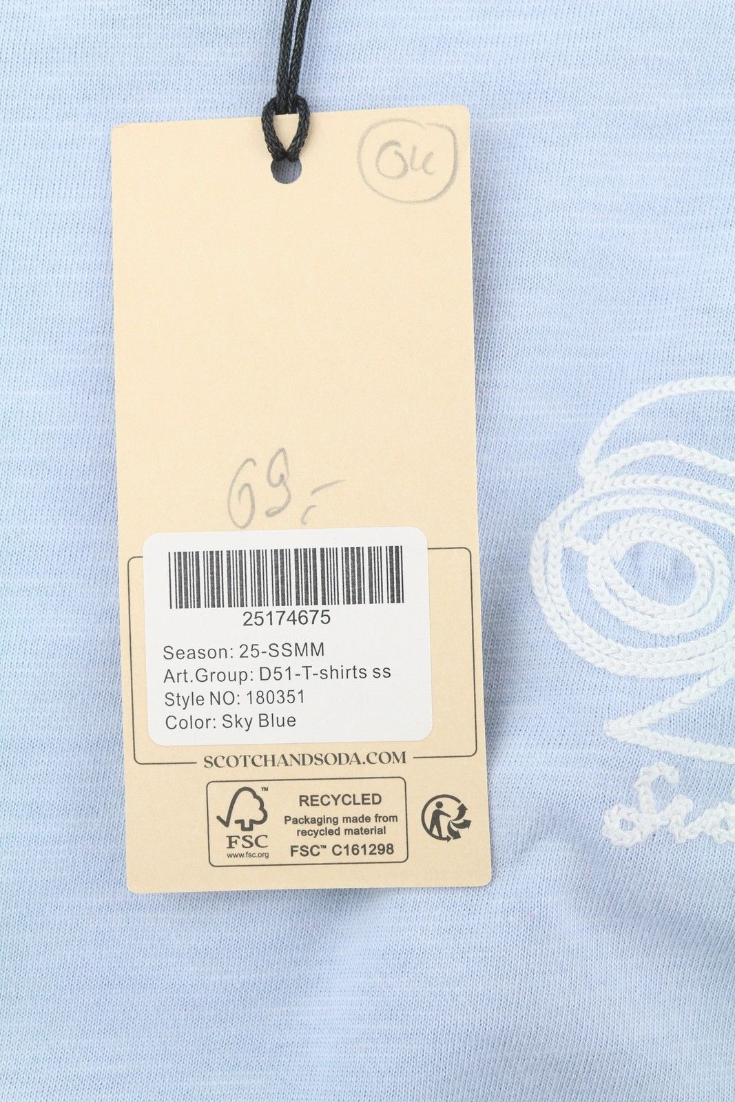 Scotch & Soda M Blue Melange Cotton Embroidered T-Shirt 88587 Size US M / EU 48-50 / 2 - 8 Thumbnail