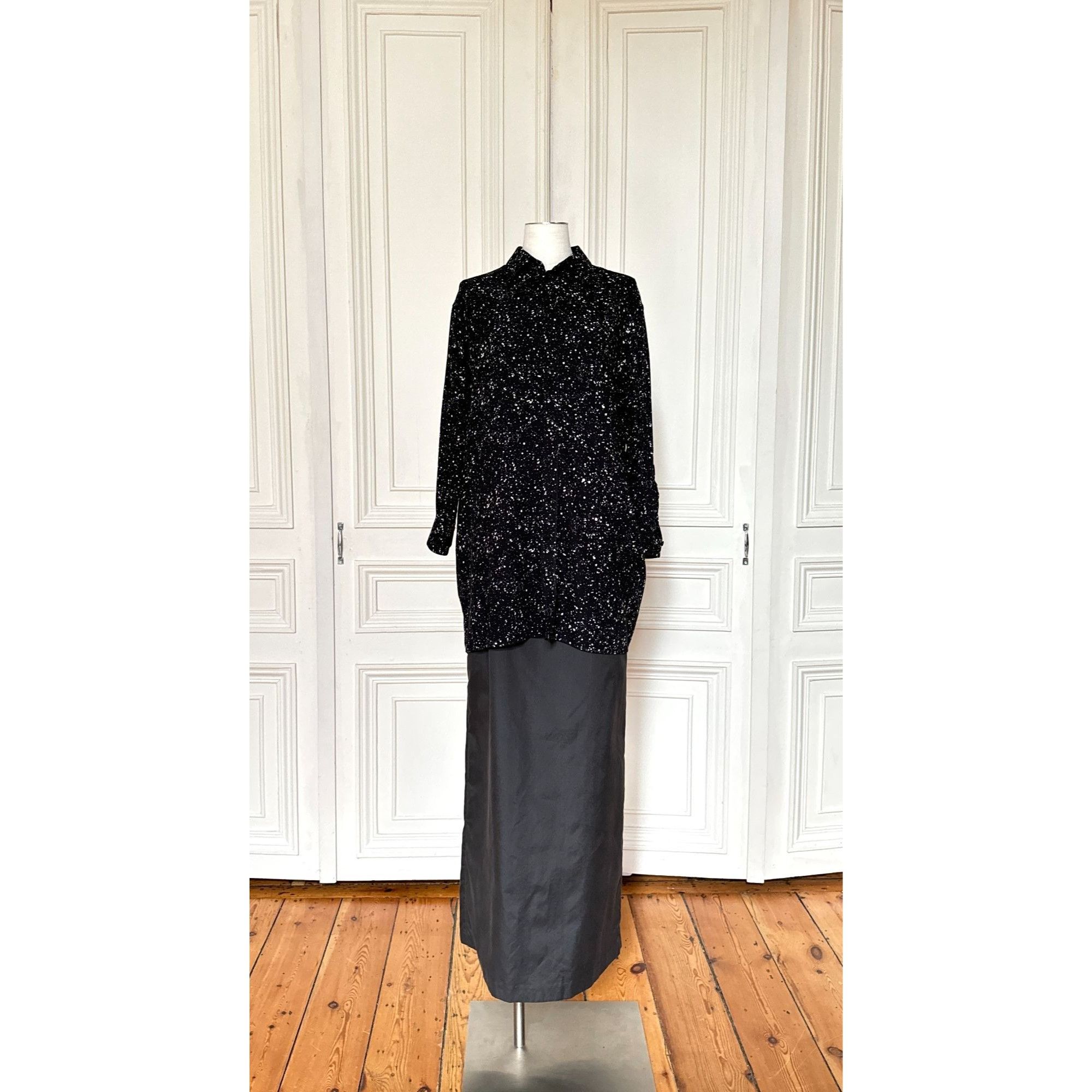 Saint Laurent Paris Hedi Slimane 2015 Black Splattered Shirt Size S / US 4 / IT 40 - 2 Thumbnail