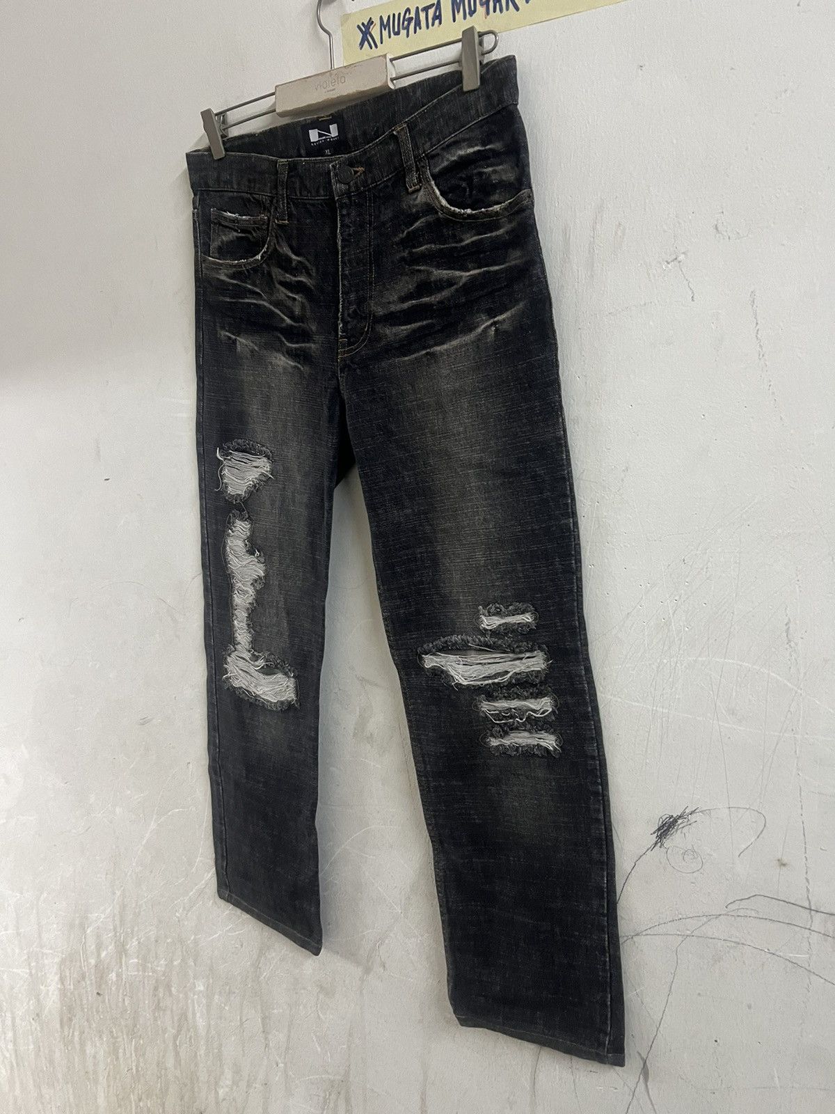 If Six Was Nine × Japanese Brand THRASHED NYLAUS DISTRESSED DENIM PANT Size US 32 / EU 48 - 5 Thumbnail