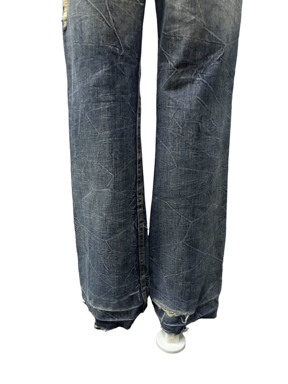 Japanese Brand × LOWBOX × Vintage KUI Japan Distressed Claw Mark Honeycomb Flared Jeans Size US 34 / EU 50 - 7 Thumbnail