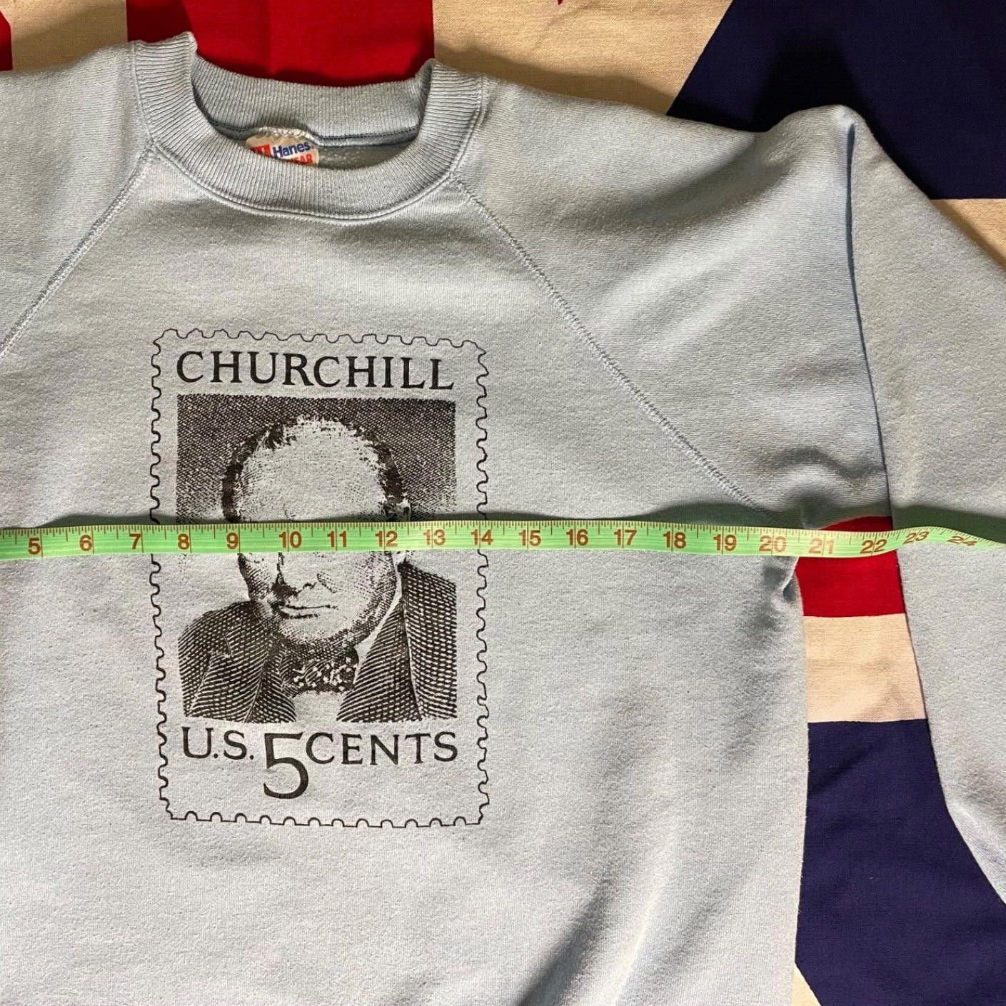 Hanes × Vintage Blue Churchill Stamp Sweatshirt Grandpacore Grandmacore USA Size US L / EU 52-54 / 3 - 5 Thumbnail
