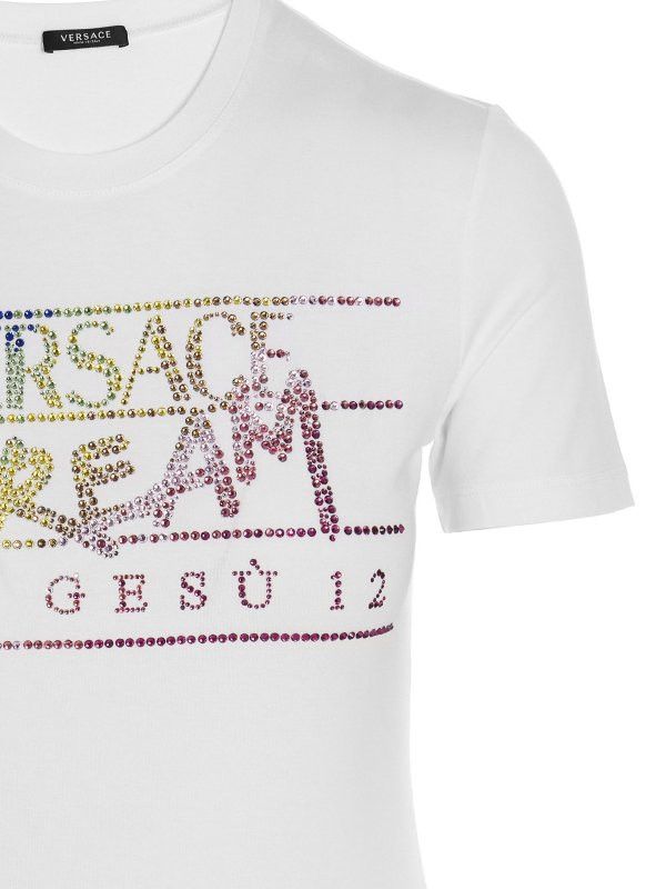 Versace o1y0226 Logo Crewneck T-Shirt in White Size S / US 4 / IT 40 - 3 Thumbnail