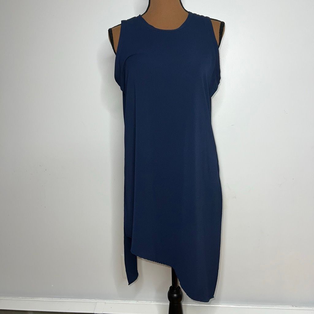 SSENSE Spense Asymmetrical Navy Blue Sleeveless Tunic Tank Top Blou Size M / US 6-8 / IT 42-44 - 3 Thumbnail
