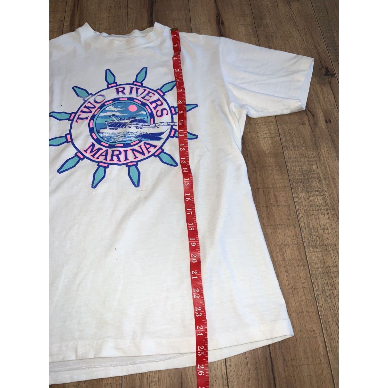 Hanes VINTAGE 90’s Two Rivers Marina Boat Shirt Hanes Single Stitch Shirt M White Mens Girls Mens Size US M / EU 48-50 / 2 - 5 Thumbnail