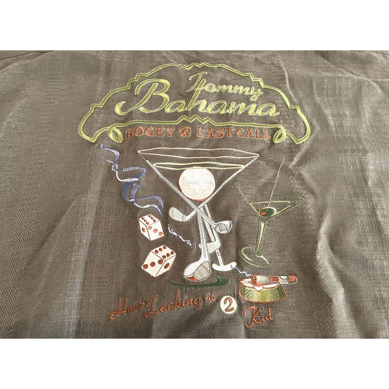 Tommy Bahama Tommy Bahama Silk Embroidered Shirt Bogey Last Call Golf Cigar Martini Mens XL Green Slim? Size US XL / EU 56 / 4 - 2 Thumbnail