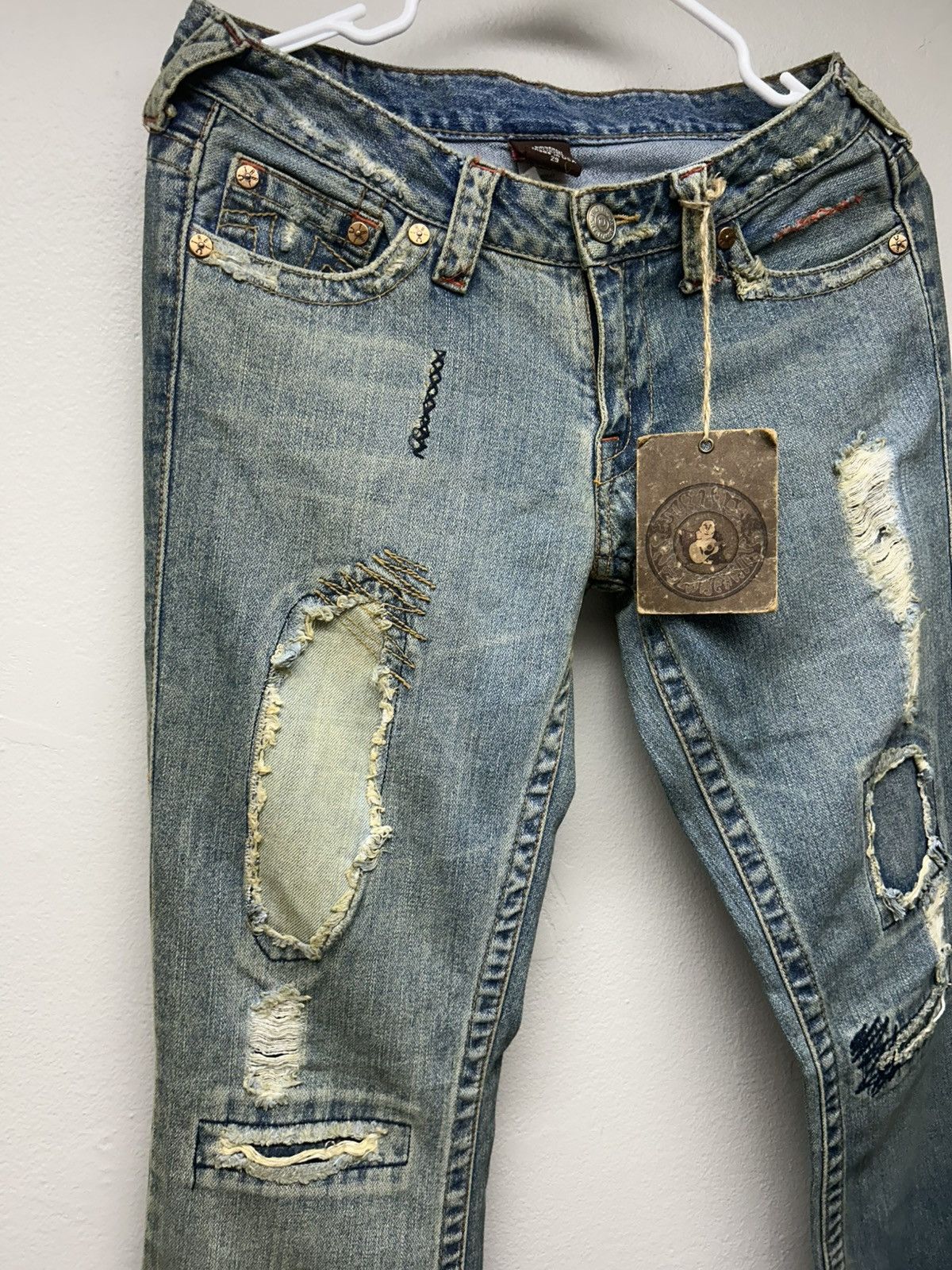 True Religion RARE Vintage True Religion Distressed Patchwork Flare Jeans Size 29" - 4 Thumbnail