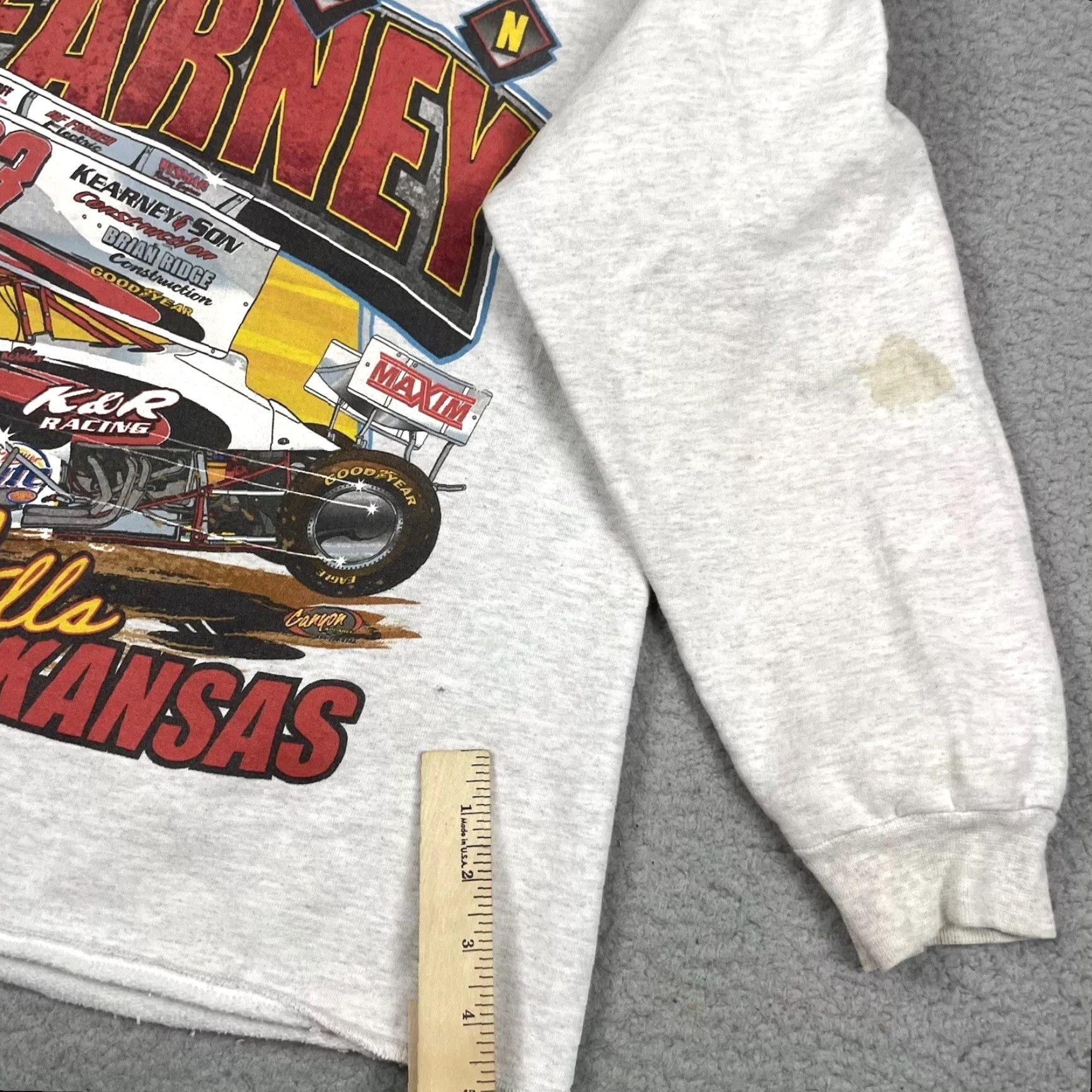 Vintage VINTAGE Goodyear Racing Sweatshirt Men's Large Gray John Kearney Cropped Rare L* Size US L / EU 52-54 / 3 - 7 Thumbnail