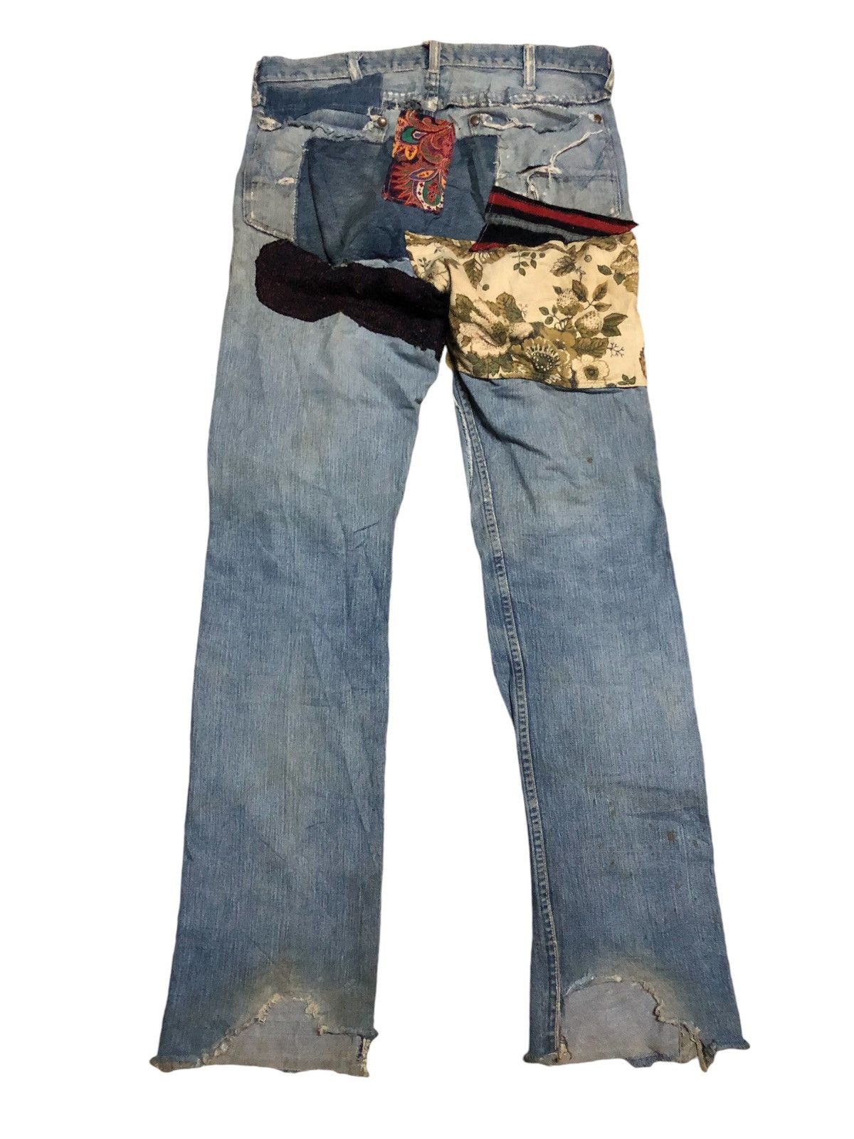 Vintage × Wrangler Rare Vintage 30’s Wrangler Talon Zip Patchwork Denim Pants Size US 33 - 2 Thumbnail
