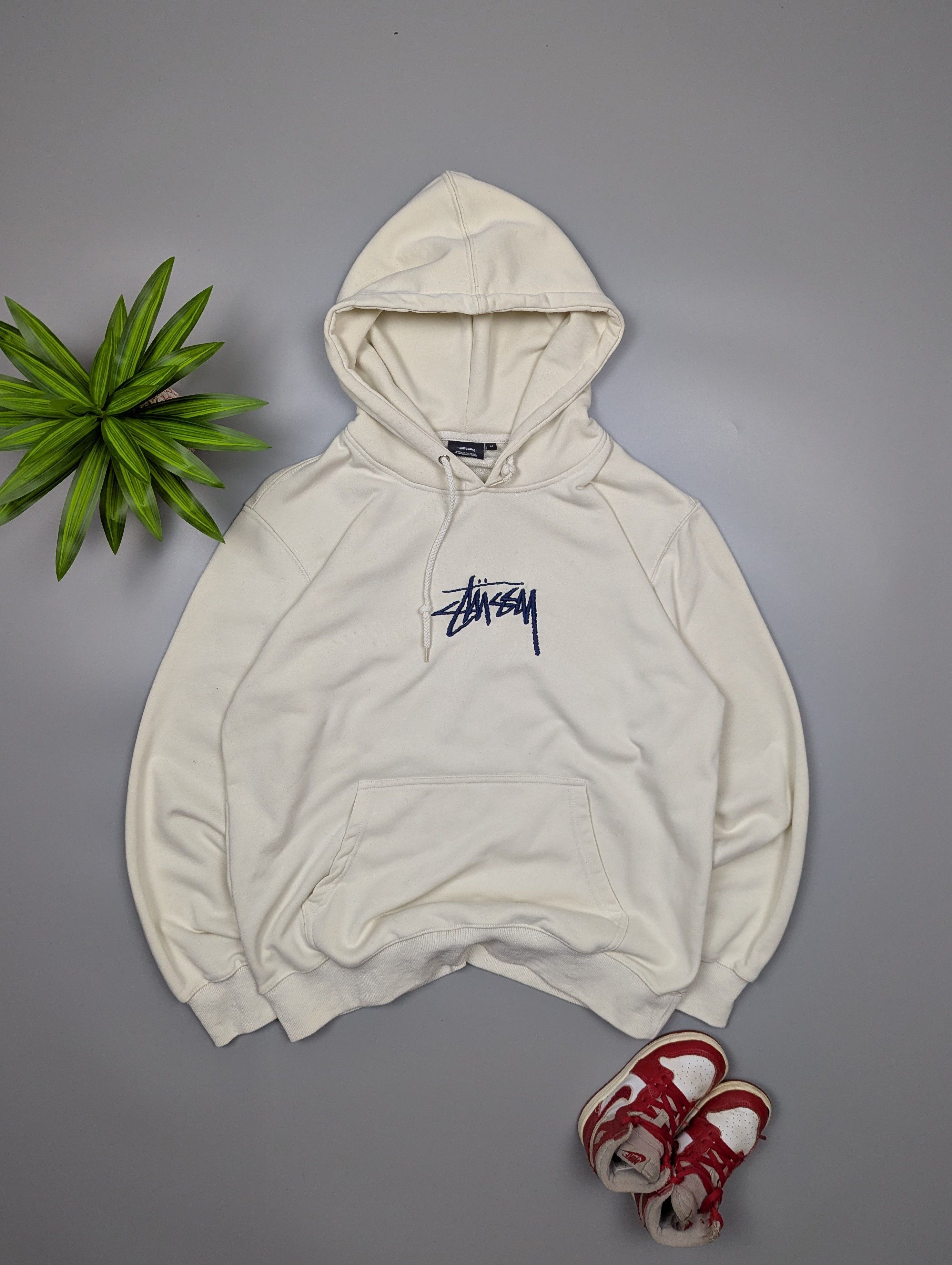 Stussy STUSSY Vintage Hoodie Men’s M Beige Loose Fit Size US M / EU 48-50 / 2 - 1 Thumbnail