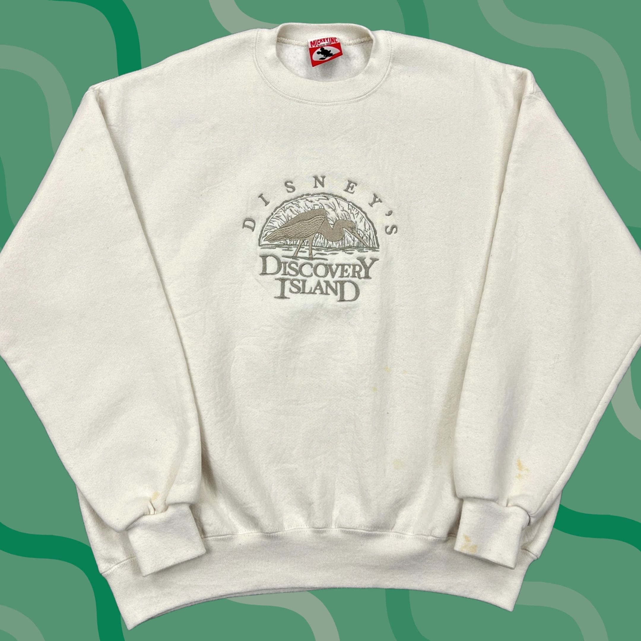 Disney VTG Disney Discovery Island Sweatshirt XL Embroidered Graphic 90s Defunct Island Birds Mens Sweatshirt Ivory Vintage Disney Logo Embroidered Size US XL / EU 56 / 4 - 1 Thumbnail