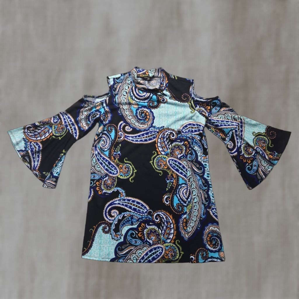 Melissa Melissa Paige Shirt Women PM Petite Tunic Colorful Paisley Long Sleeve Round Neck Size M / US 6-8 / IT 42-44 - 1 Thumbnail