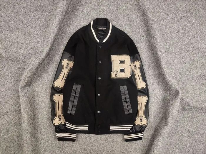 Japanese Brand Vintage Bones Japan Skeleton Letterman Varsity Bomber Jacket Size US S / EU 44-46 / 1 - 1 Thumbnail