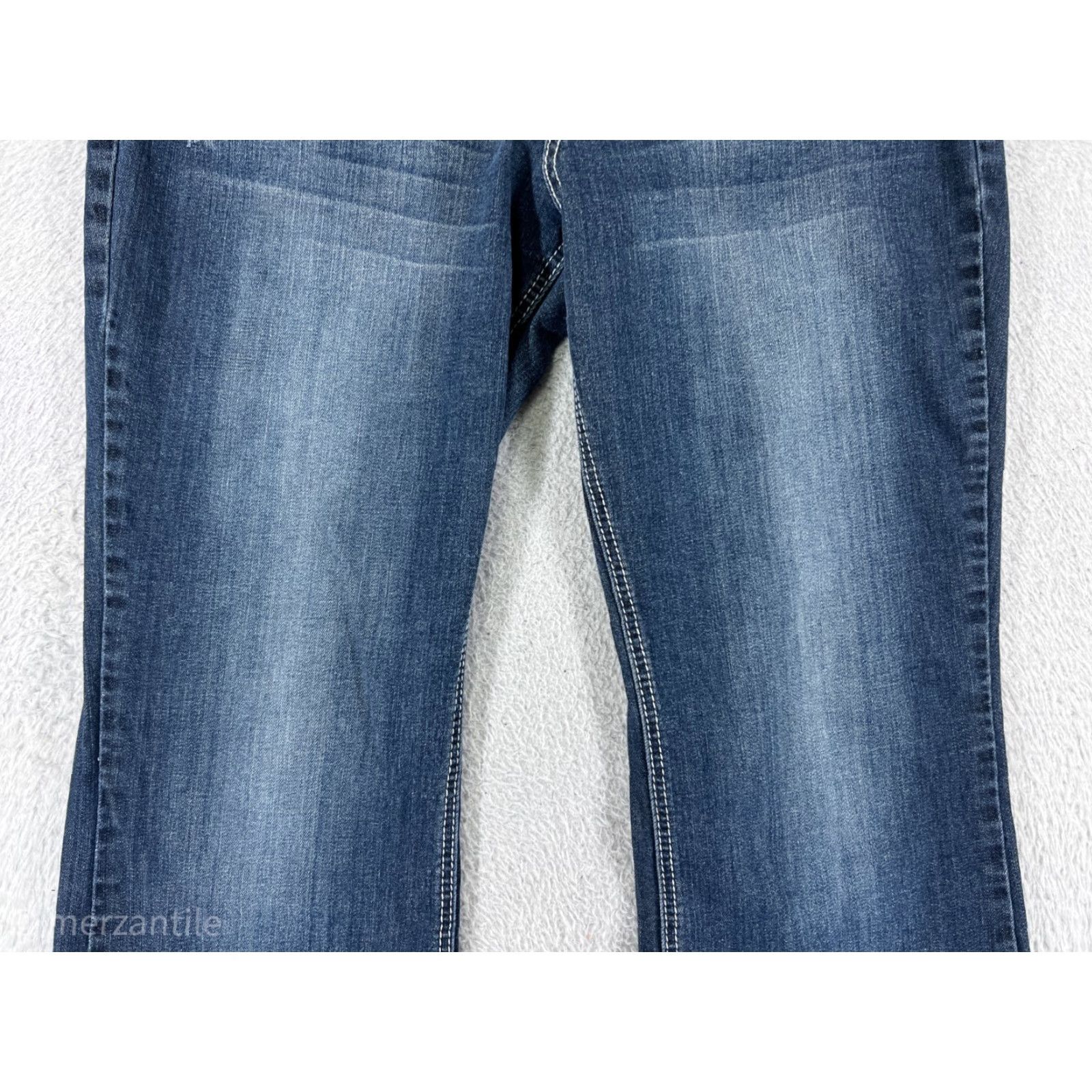 Vintage Maurices Jeans Womens 13 Blue Denim Bootcut Embroidered Cotton Blend Size 34" / US 12 / IT 48 - 6 Thumbnail