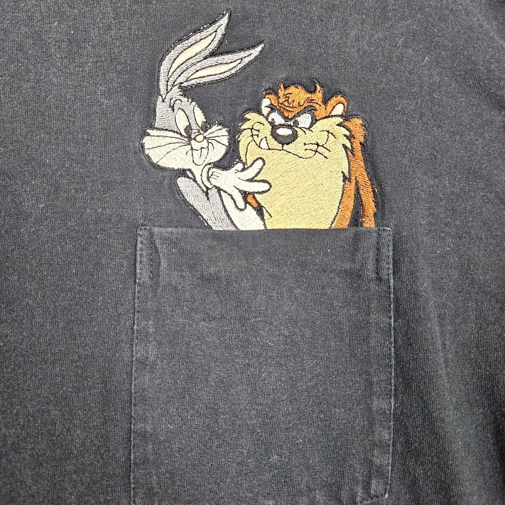 Vintage ACME LOONEY TUNES Women's XL Black Turtleneck Top Long Sleeve Blouse Crew Neck Bugs Bunny Embroidered Casual VINTAGE? Size XL / US 12-14 / IT 48-50 - 3 Thumbnail