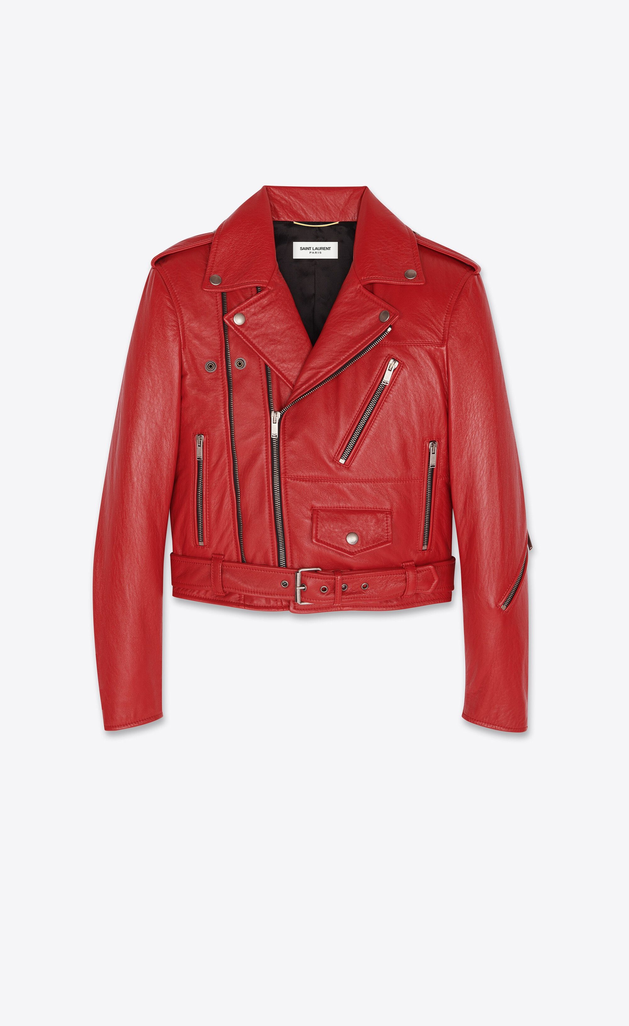 Saint Laurent Paris o1s1wg110225 693018 Motorcycle Jacket in Lambskin in Red Size XS / US 0-2 / IT 36-38 - 1 Thumbnail
