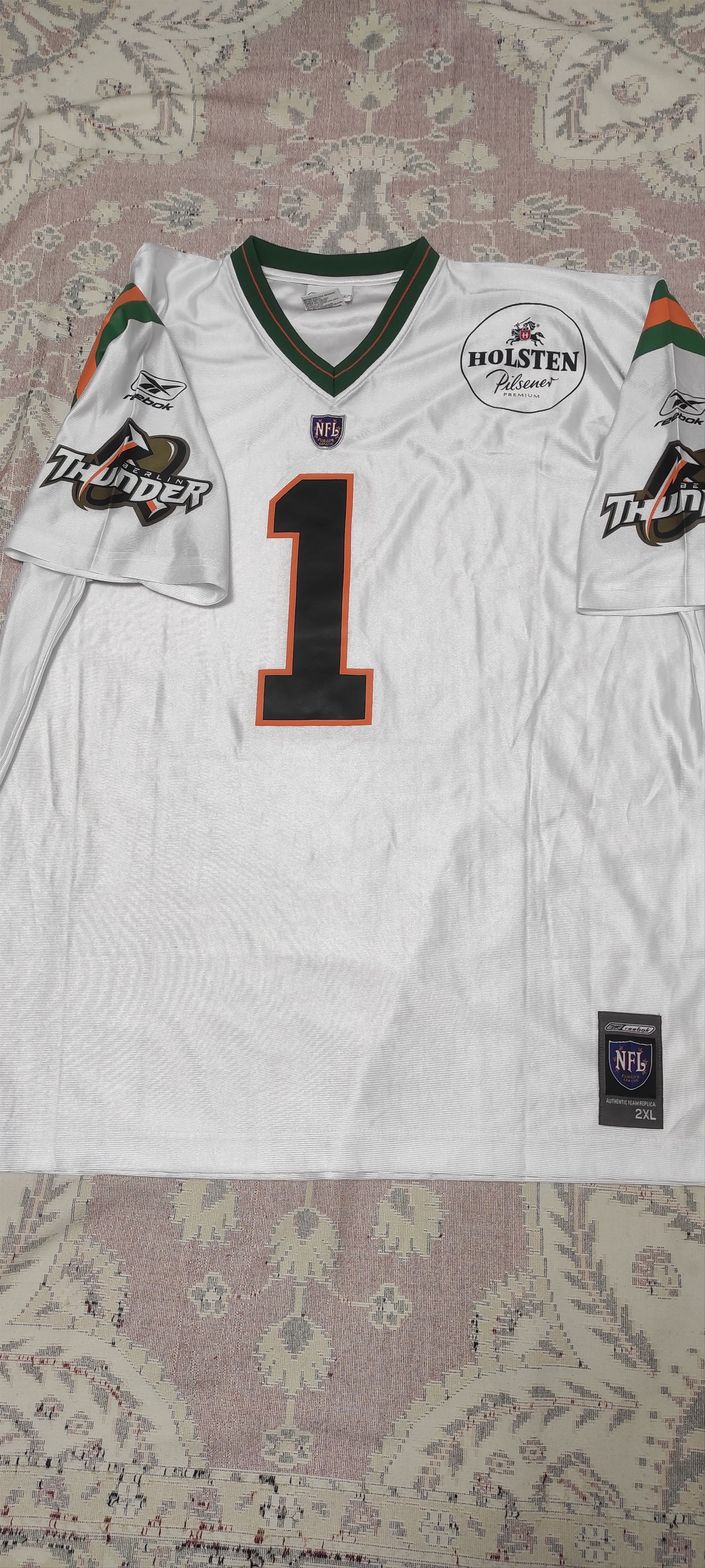 image of Berlin Thunder Nfl Europe Reebok Jersey 1 in White, Men's (Size 2XL)