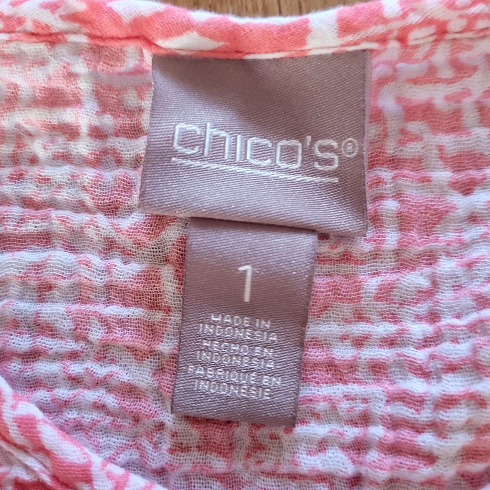 Vintage Chico's Chicos Shirt Blouse Womens Medium Pink White Gauze Tie Waist 3/4 Sleeve V-Neck Button Pullover Casual Everyday Shirt Womens Size M / US 6-8 / IT 42-44 - 4 Thumbnail