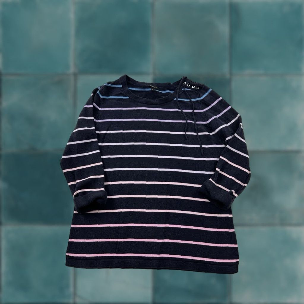 Talbots Talbots Shirt Womens Small Blue Striped Shoulder Tie 3/4 Sleeves Size S / US 4 / IT 40 - 1 Thumbnail