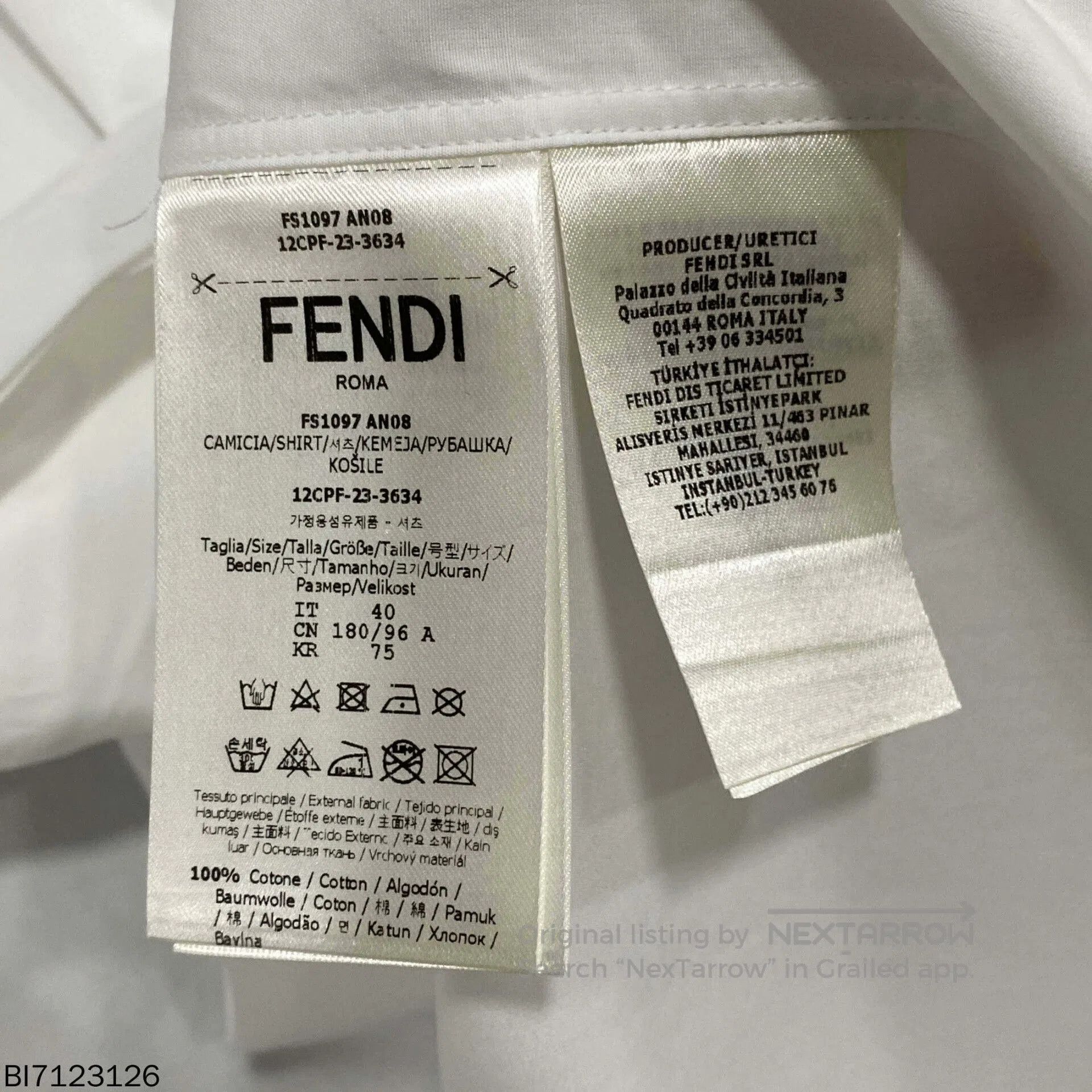 Fendi FENDI Cotton Logo Short Sleeve Shirt. Size US XXS / EU 40 - 4 Thumbnail