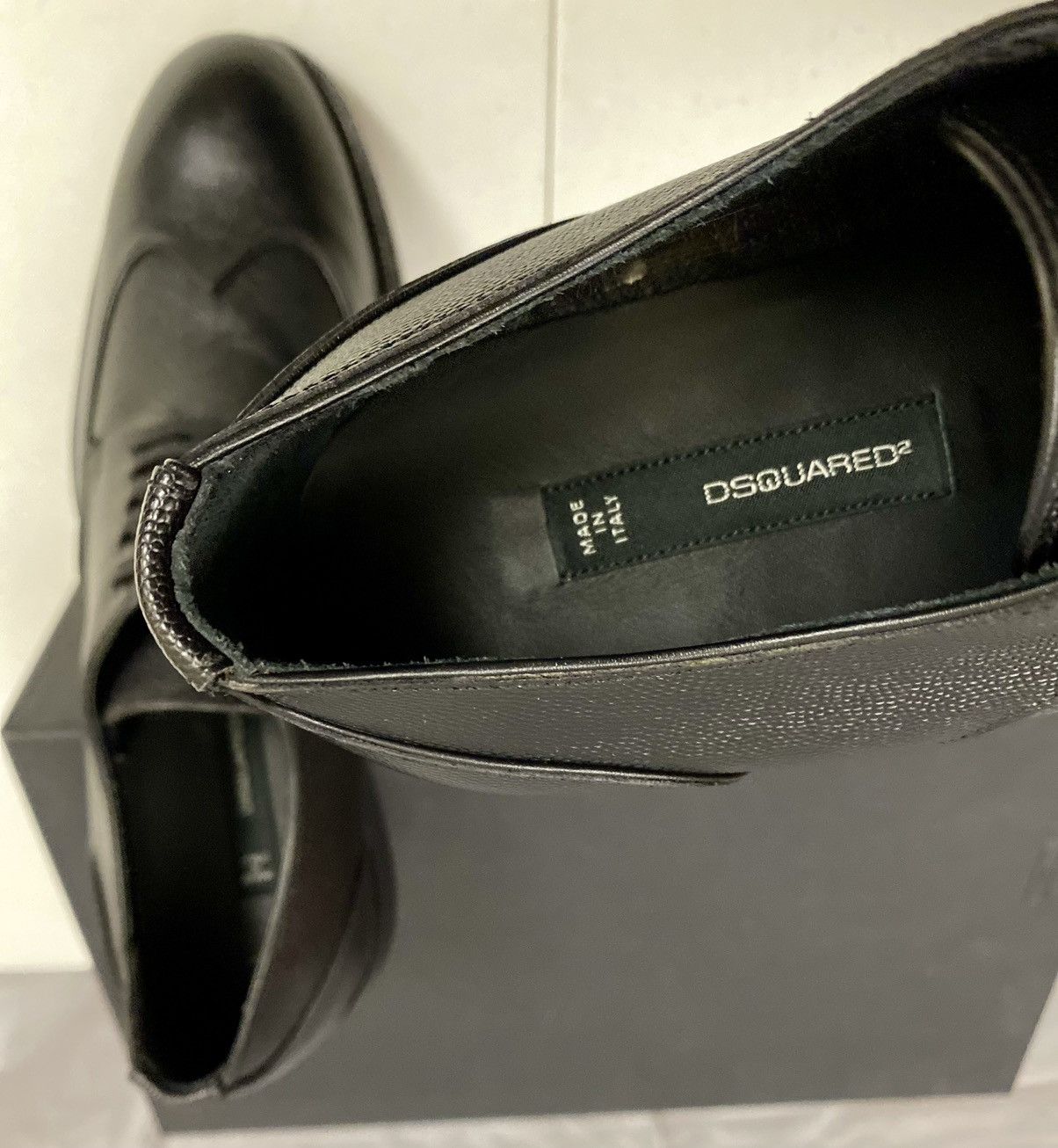 Dsquared2 Dsquared2 🇮🇹 Black Textured Gloss Leather Wingtip Derby 9 NEW Size US 9 / EU 42 - 2 Thumbnail